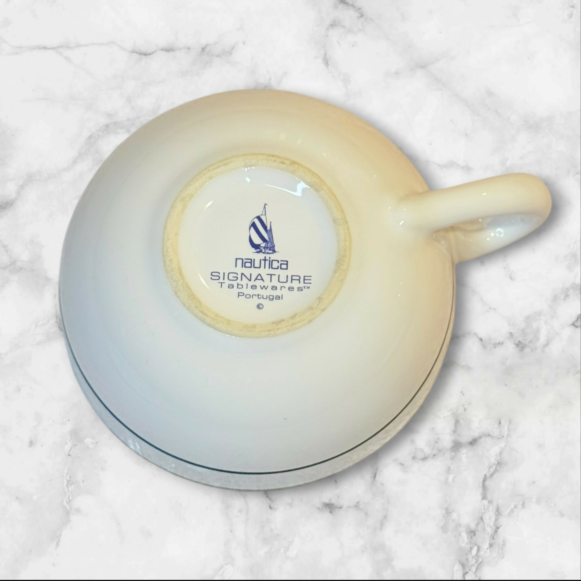 Nautica Signature Cup Saucer Set Blue Stripe | Set of 4 | Excellent Cond