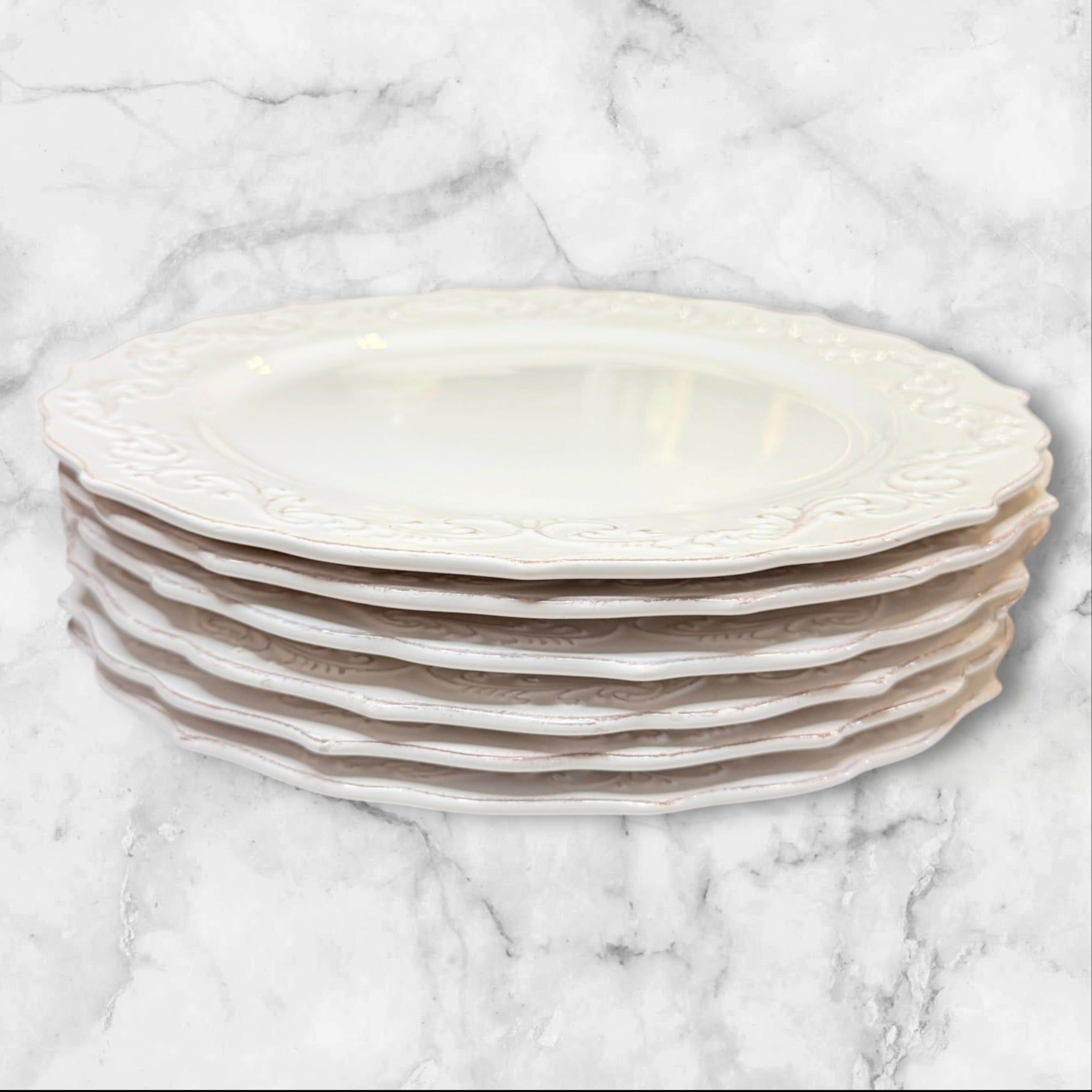 Pier 1 Antique Scroll Dinner Plates | Set of 6 | Good Condition
