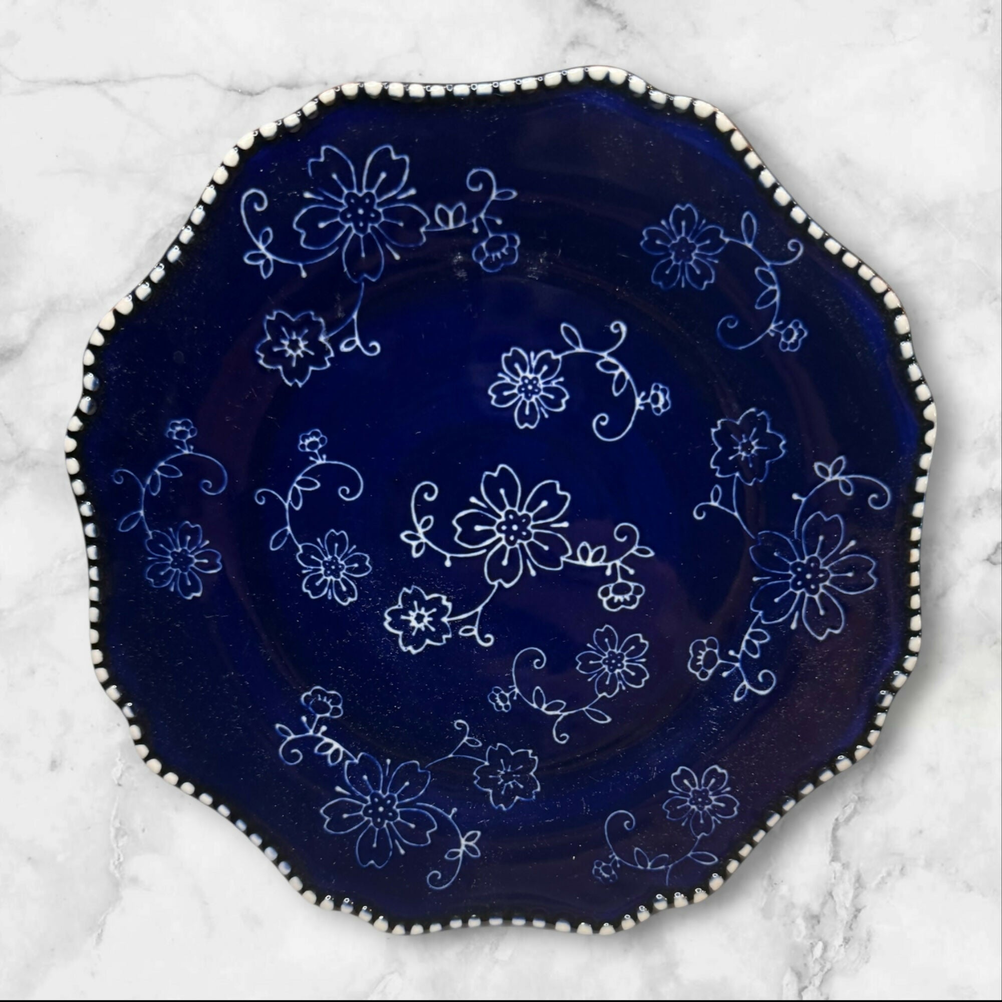 Kunaboo Midnight Blue Sakura Salad Plates | Set of 6 | Excellent Condition