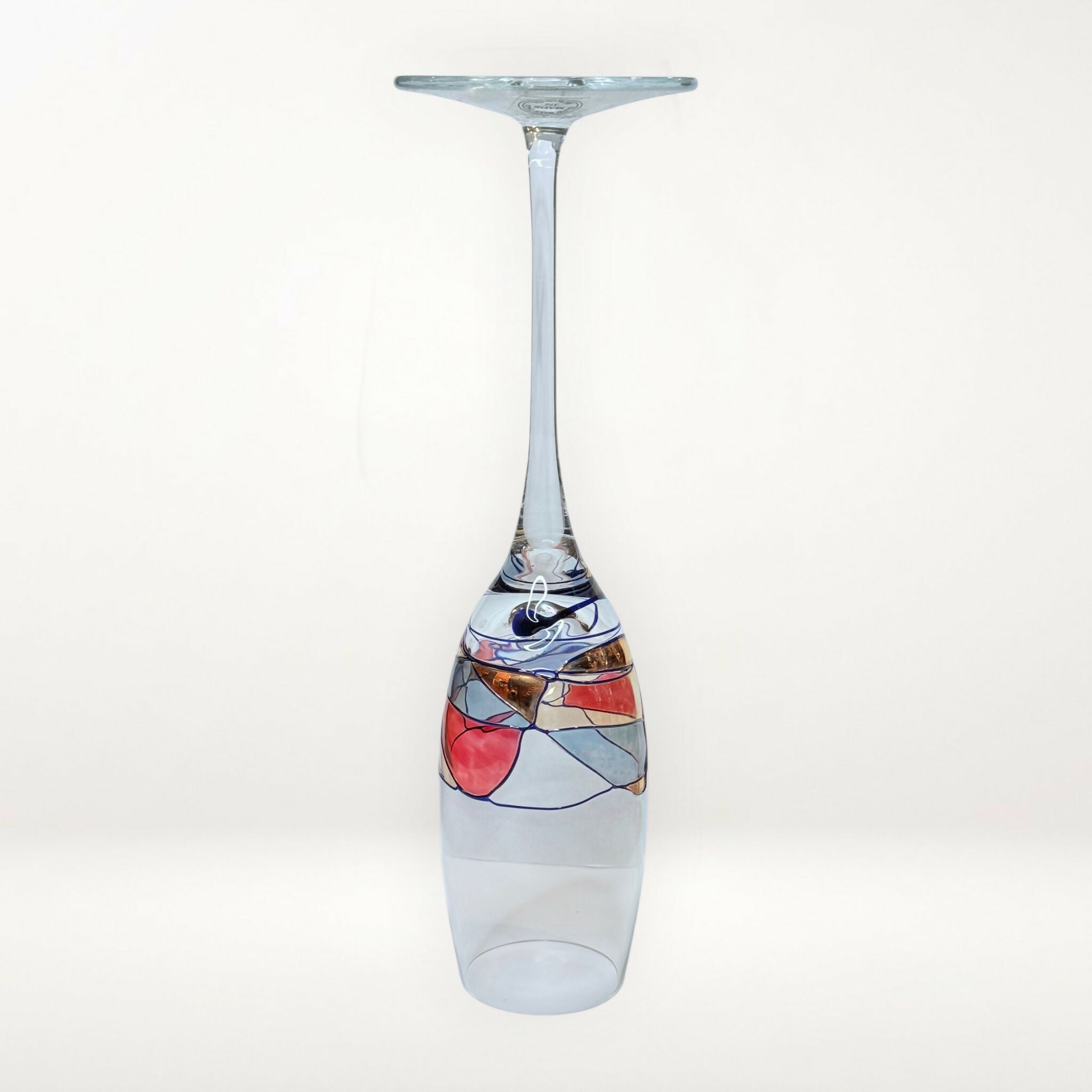 Romanian Murano Style Art Glass Champagne Flute | Hand Painted | Excellent