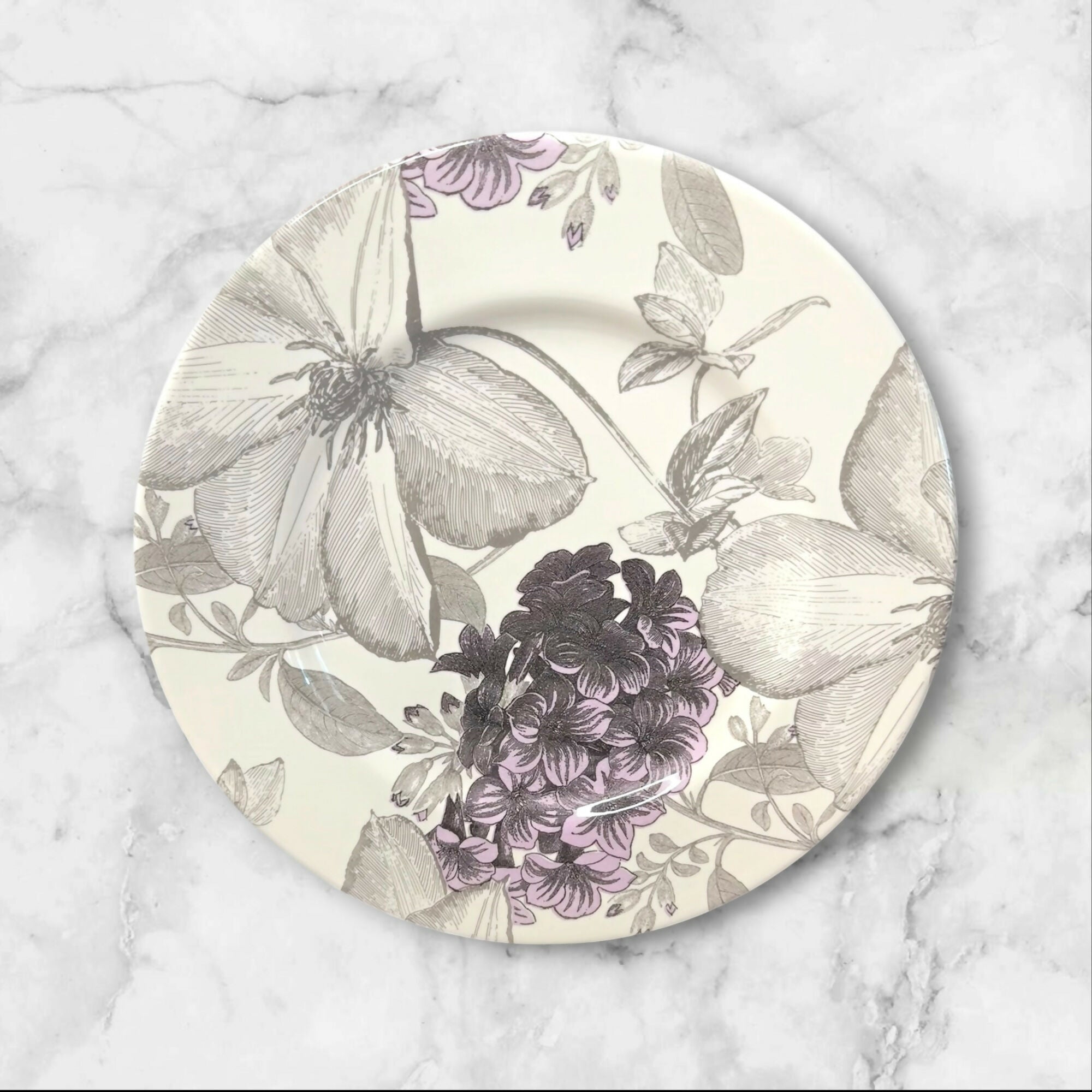 Andrew Tanner Clematis Purple Dinner Plates | Set of 6 | Good Used Condition