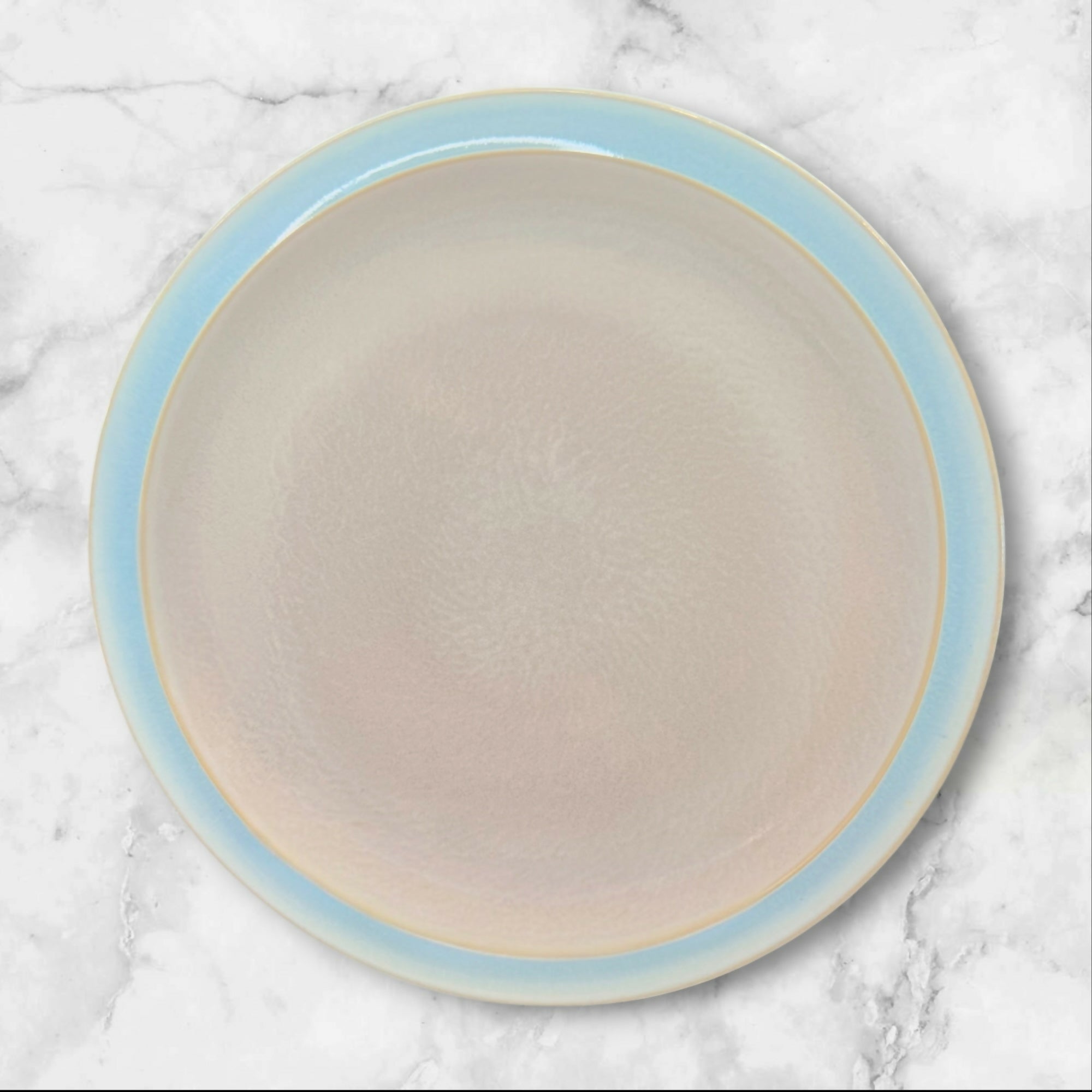 Denby-Langley Duets Taupe Blue Salad Plates Set of 4 Great Condition