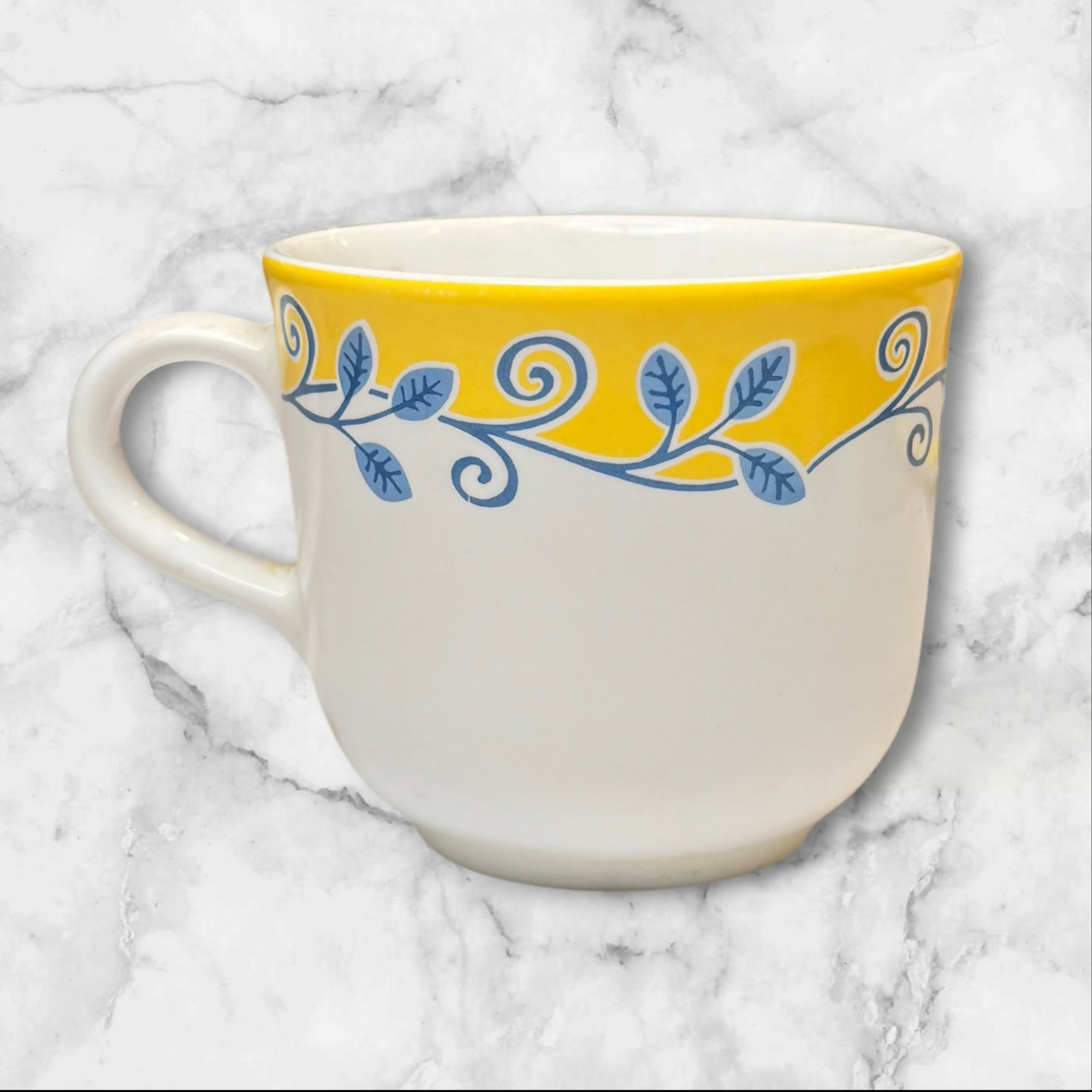 Corelle Casa Flora Coffee Cups Yellow Blue Floral | Set of 2 | Excellent Condition