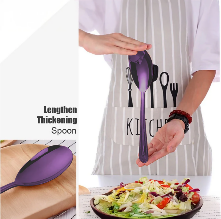 Anygleam Purple Giant Spoon & Fork Set – 2-Piece Stainless Steel