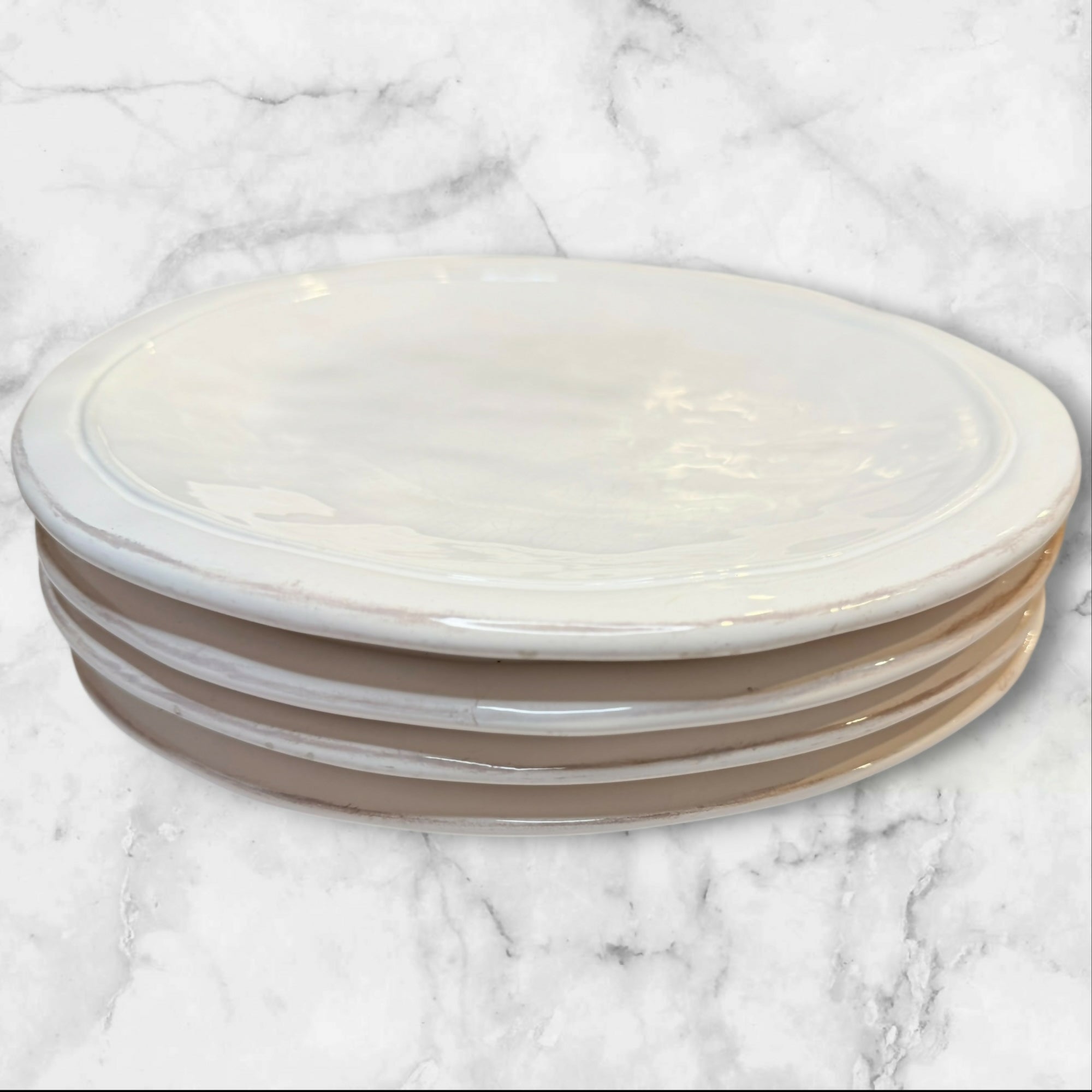 Earthenware Classic White Dinner Plates Set of 4 | Good Condition