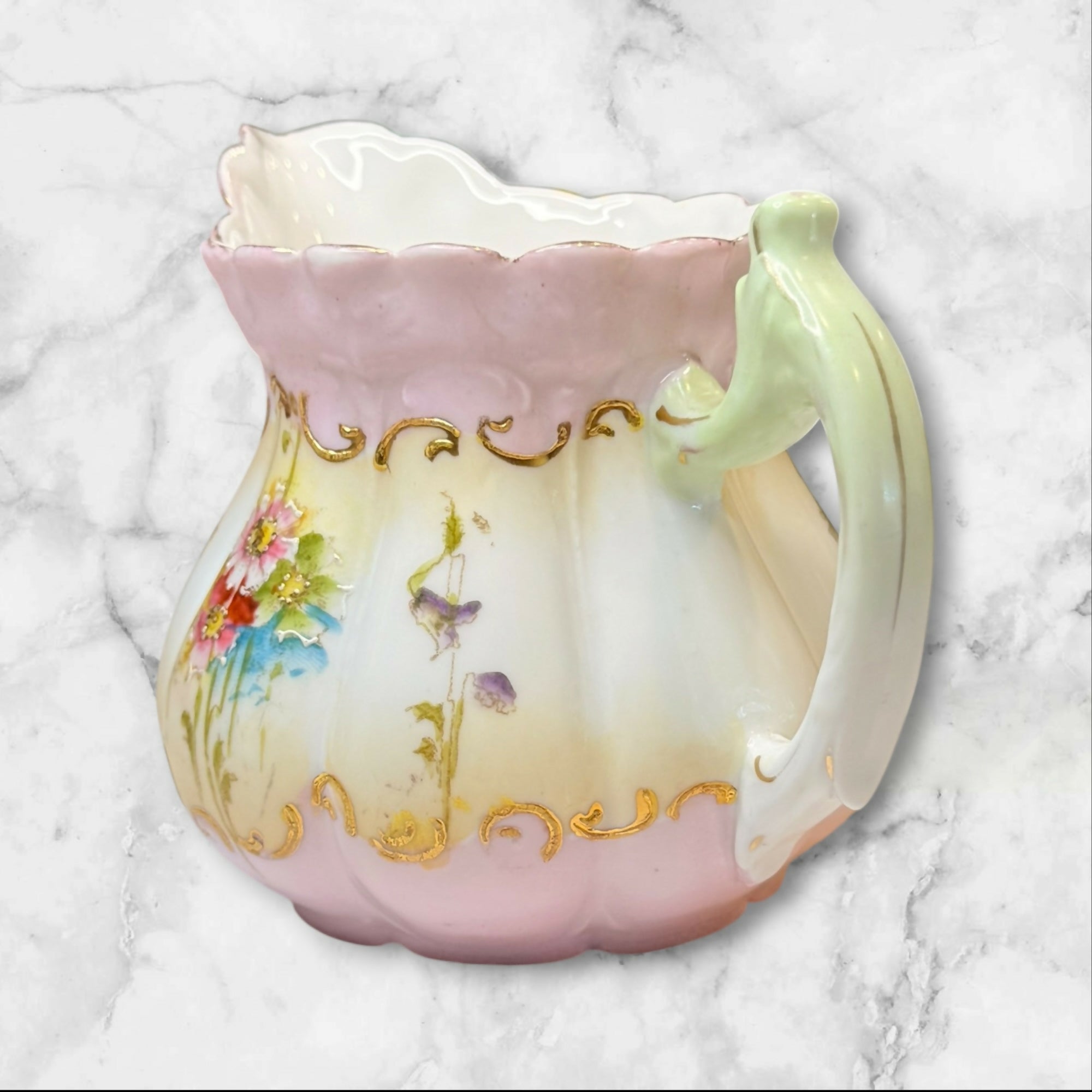 Vintage Hand Painted Floral Creamer Pitcher | Gold Trim | Great Condition