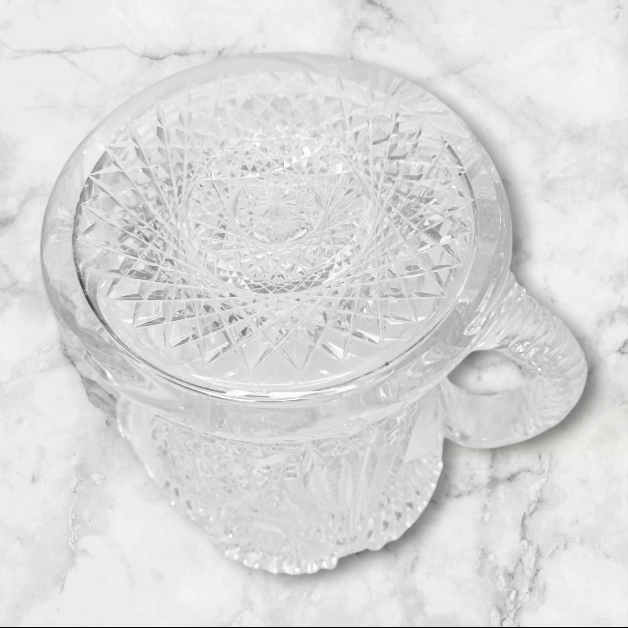 Vintage Cut Crystal Pitcher Water Jug | Brilliant Pressed Glass | Excellent