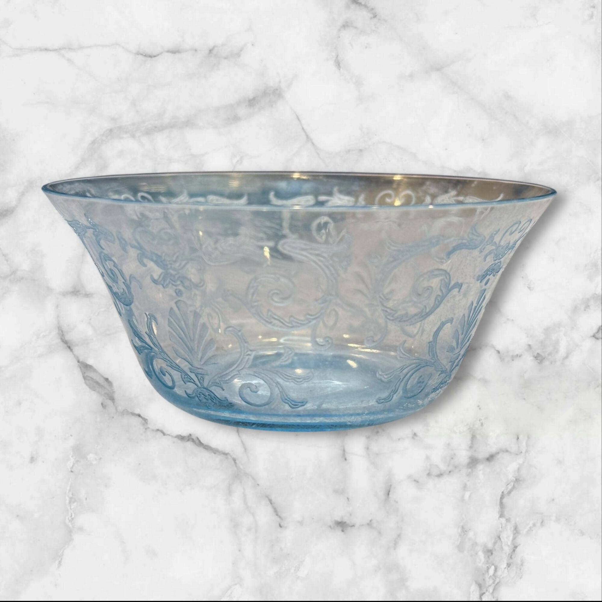 Fostoria Versailles Blue Finger Bowls & Underplates | Set of 4 | Great