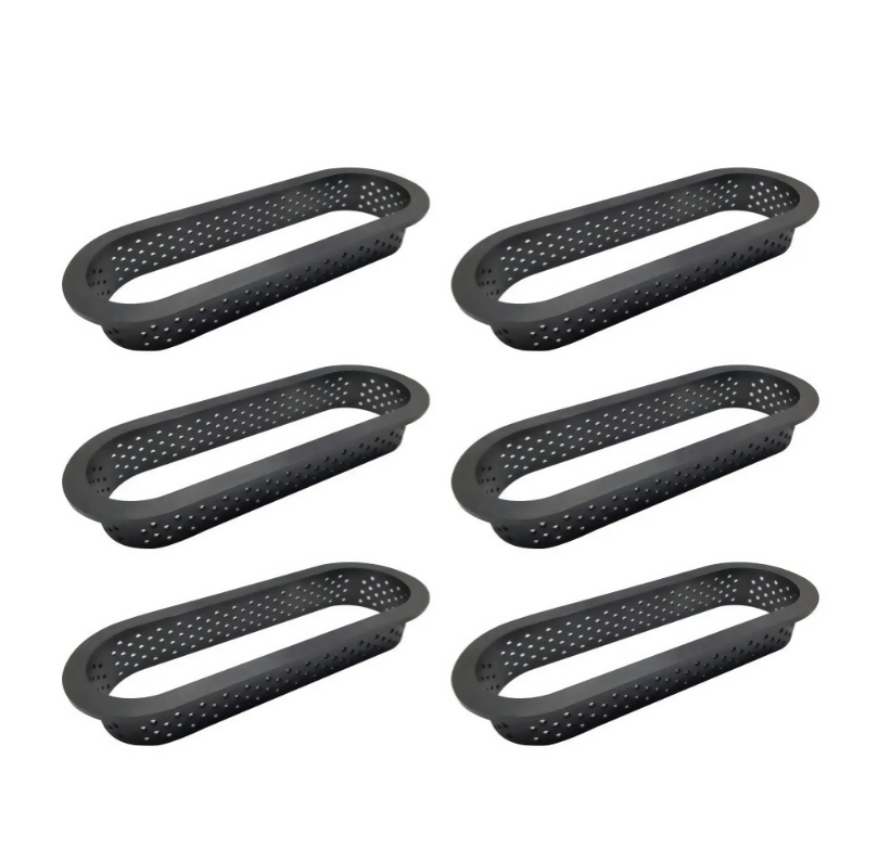 Anygleam Mousse Molder Set Black Oval Shape Cutter Perforated Ring Cake Baking Non Stick Equipment