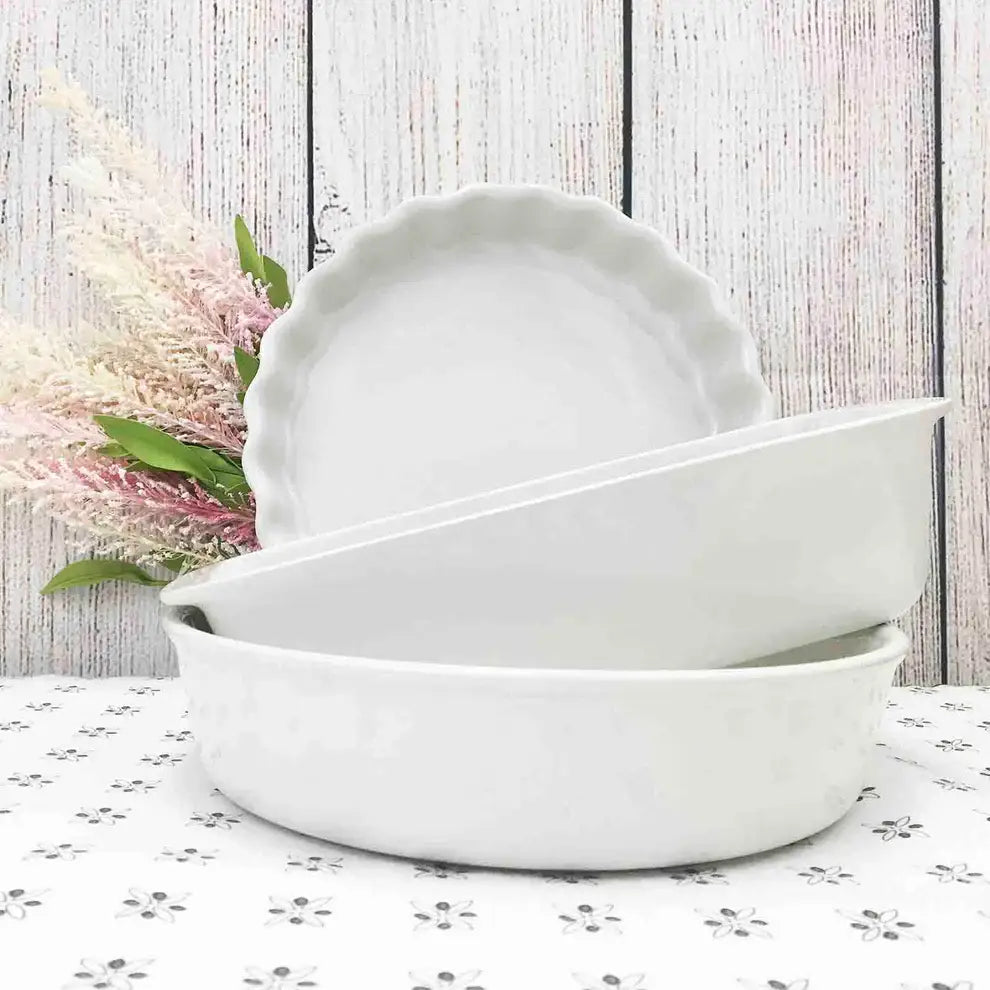 Carthage & Co | 3pc Pearl Stoneware Bakeware Set | New Without Box