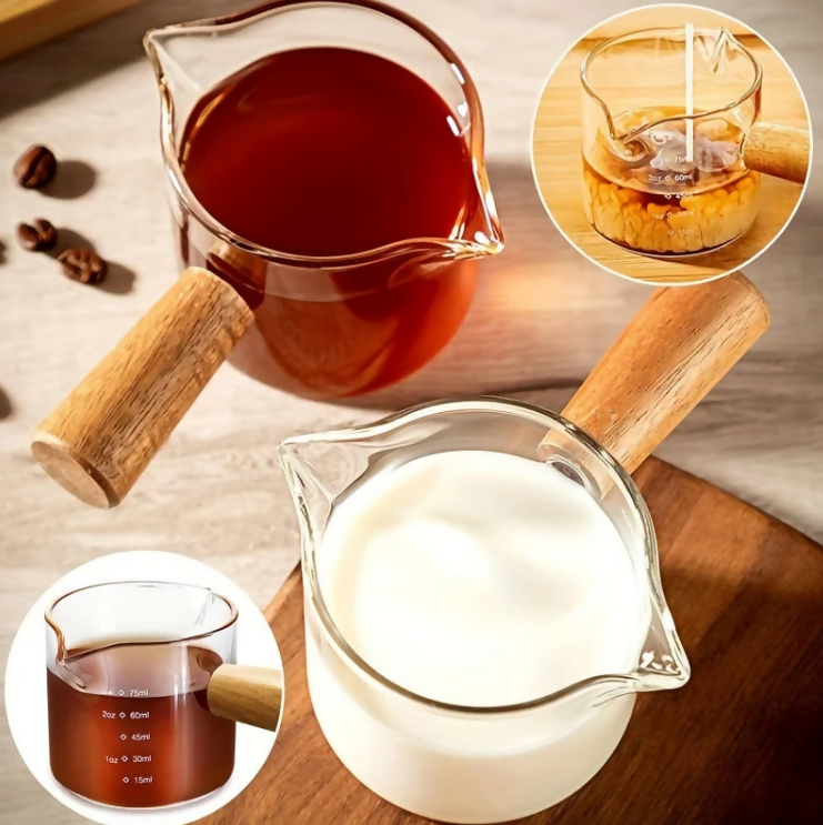 Anygleam Measuring Cup 100ml With Wooden Handle Dual Spout Kitchen Tools