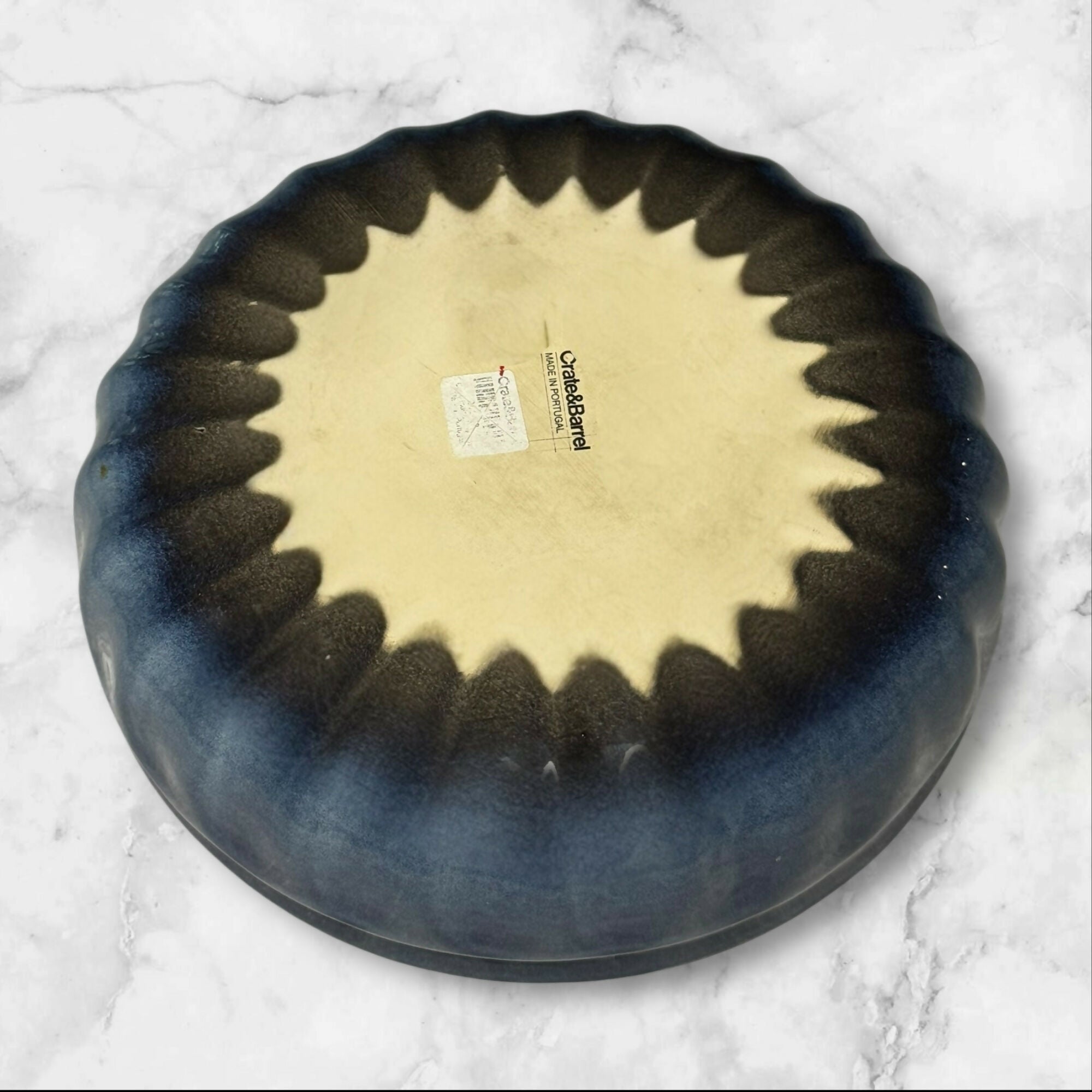 Crate & Barrel Cove Indigo Blue Glazed Stoneware Serving Bowl | Excellent Cond