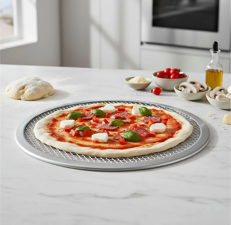 Anygleam 14-Inch Pizza Screen Aluminum Round Non-Stick Baking Mesh for Crispy Pizza