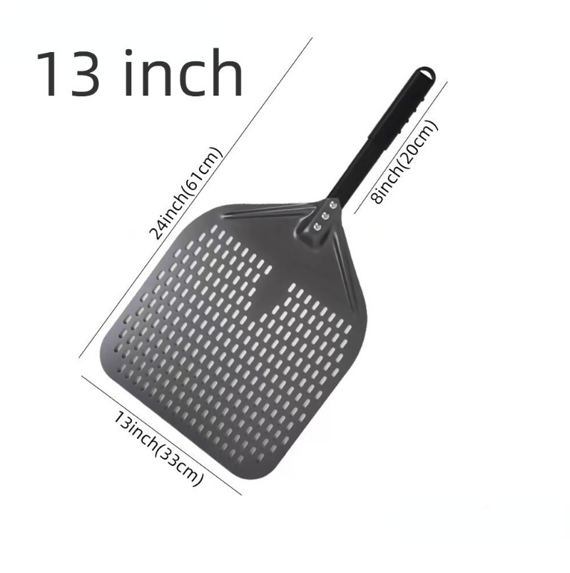 Anygleam Pizza Shovel 33 cm x 61cm Dark Grey for Perforated Peel with Metal Handle Oven Turning Baking Accessory