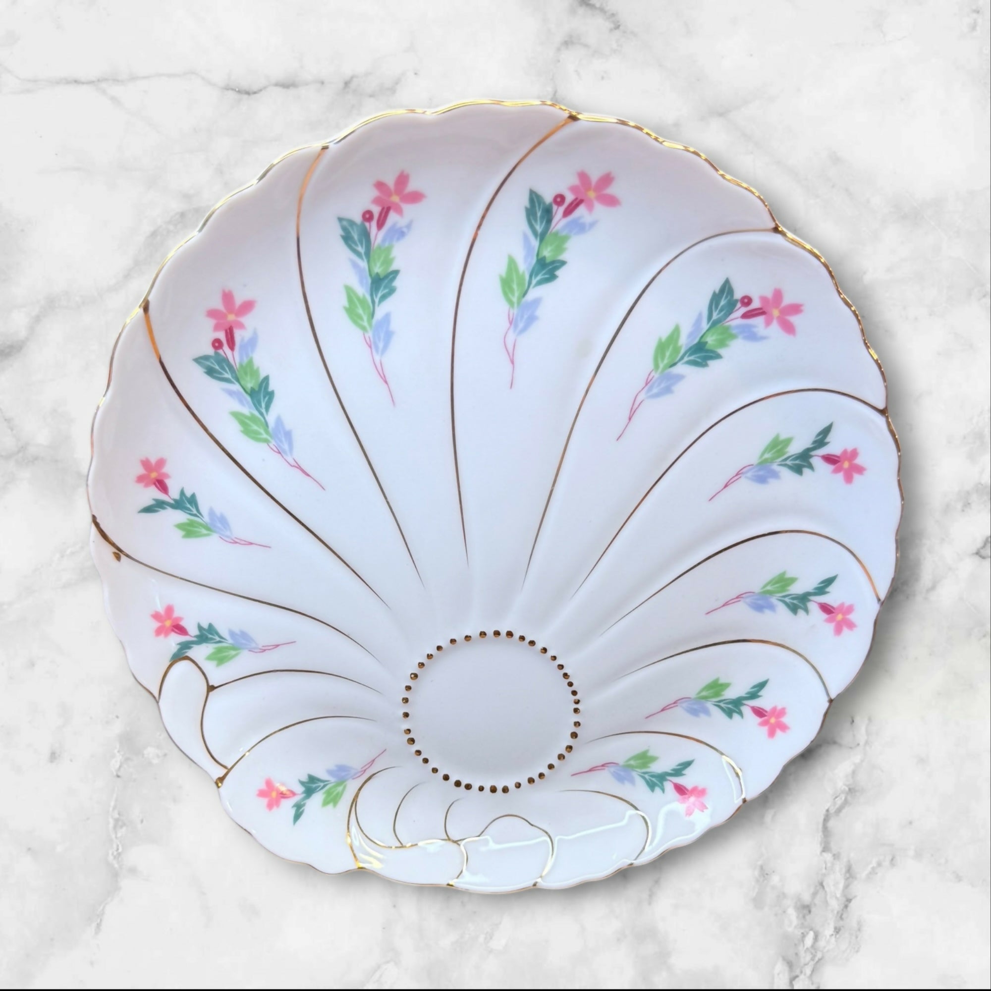 Giftcraft Japan Clamshell Floral Snack Plates | Set of 4 | Excellent Condition