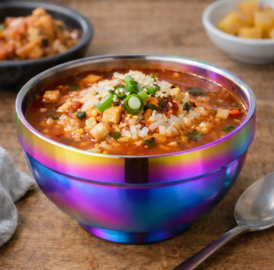 Anygleam Pink Rainbow Rice Bowls – 5Pcs Small Stainless Steel, Single-Layer Anti-Scalding Cooking Utensils