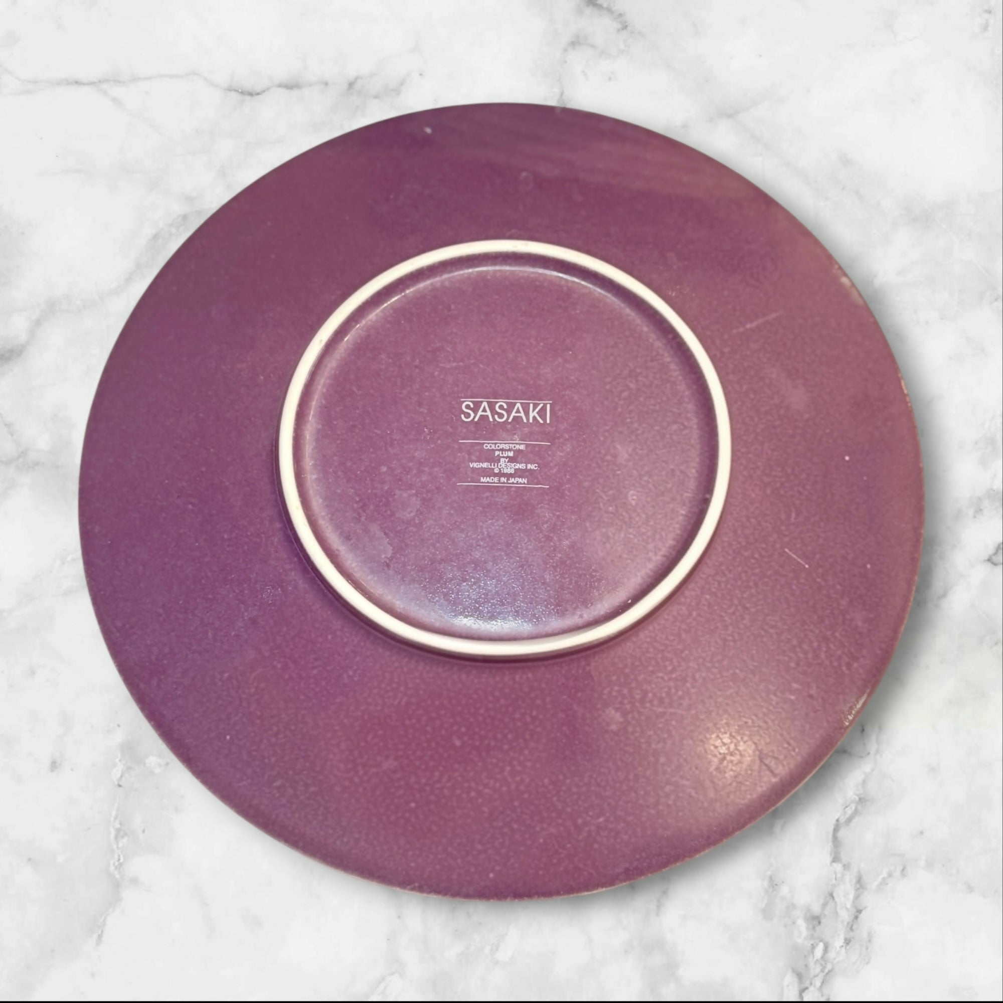 Sasaki Colorstone Plum Textured Dinner Plates | Set of 4 | Good Condition