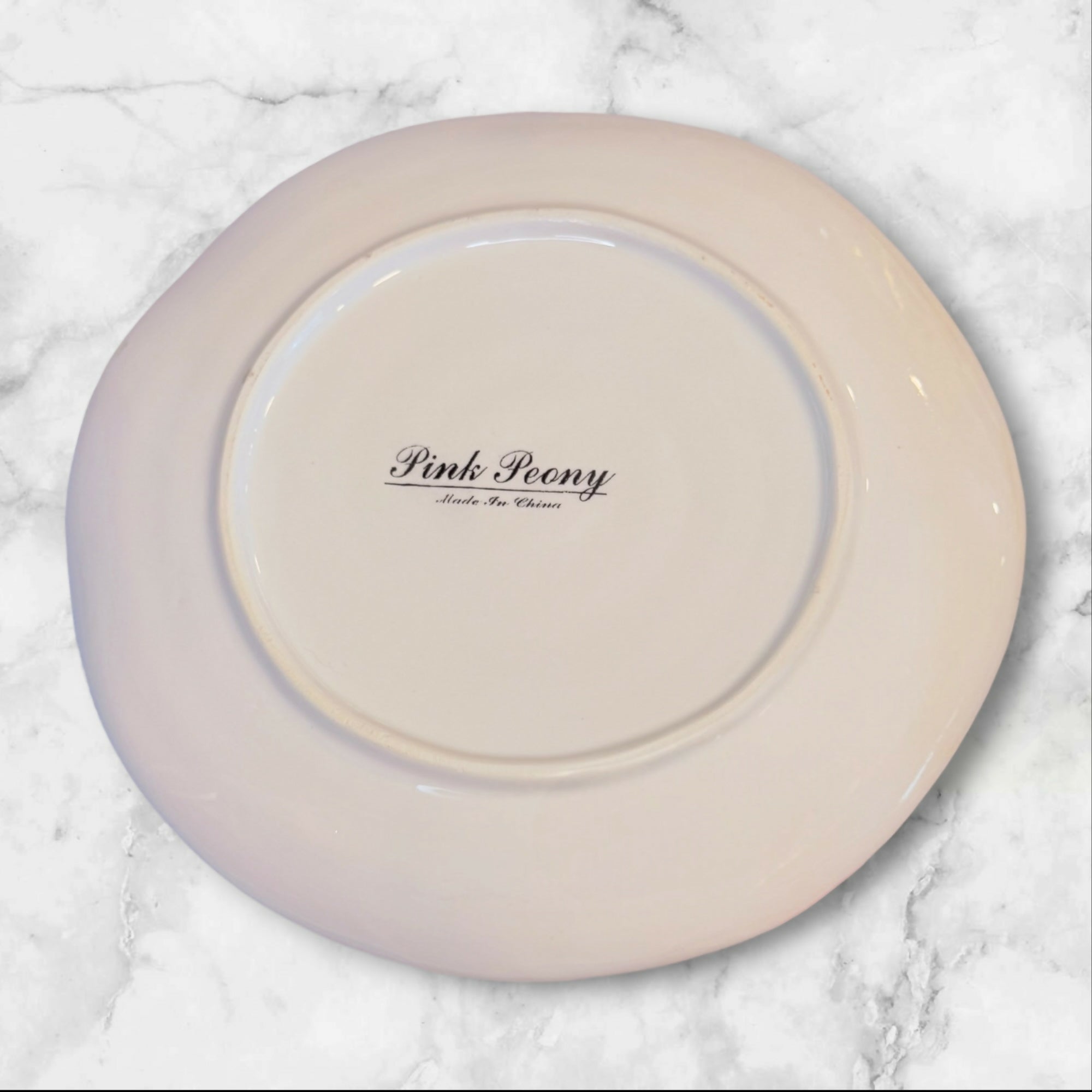 Pink Peony Floral Salad Plates | Set of 4 | Botanical Stoneware | Excellent Condition