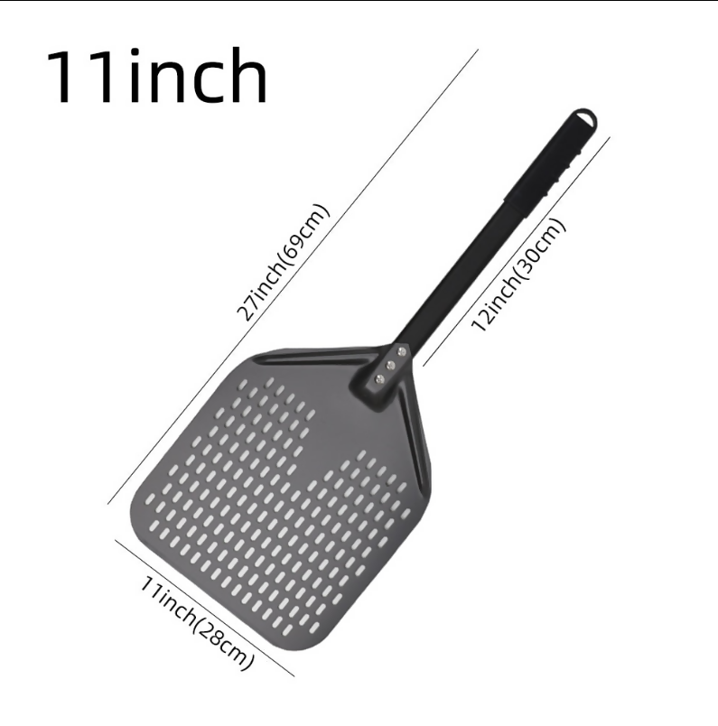 Anygleam Pizza Shovel 28cm X 69cm Dark Grey for Perforated Peel with Metal Handle Oven Turning Baking Accessory