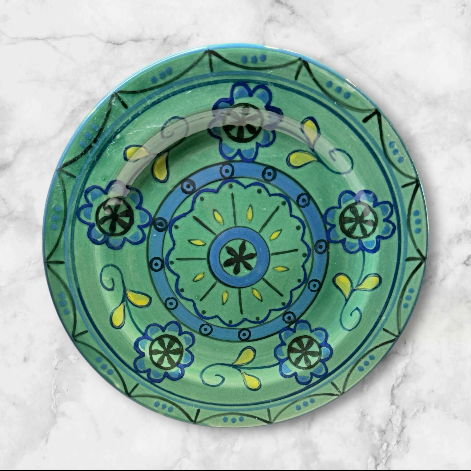 Anthropologie Hand Painted Boho Dinner Plates | Set of 4 | Excellent
