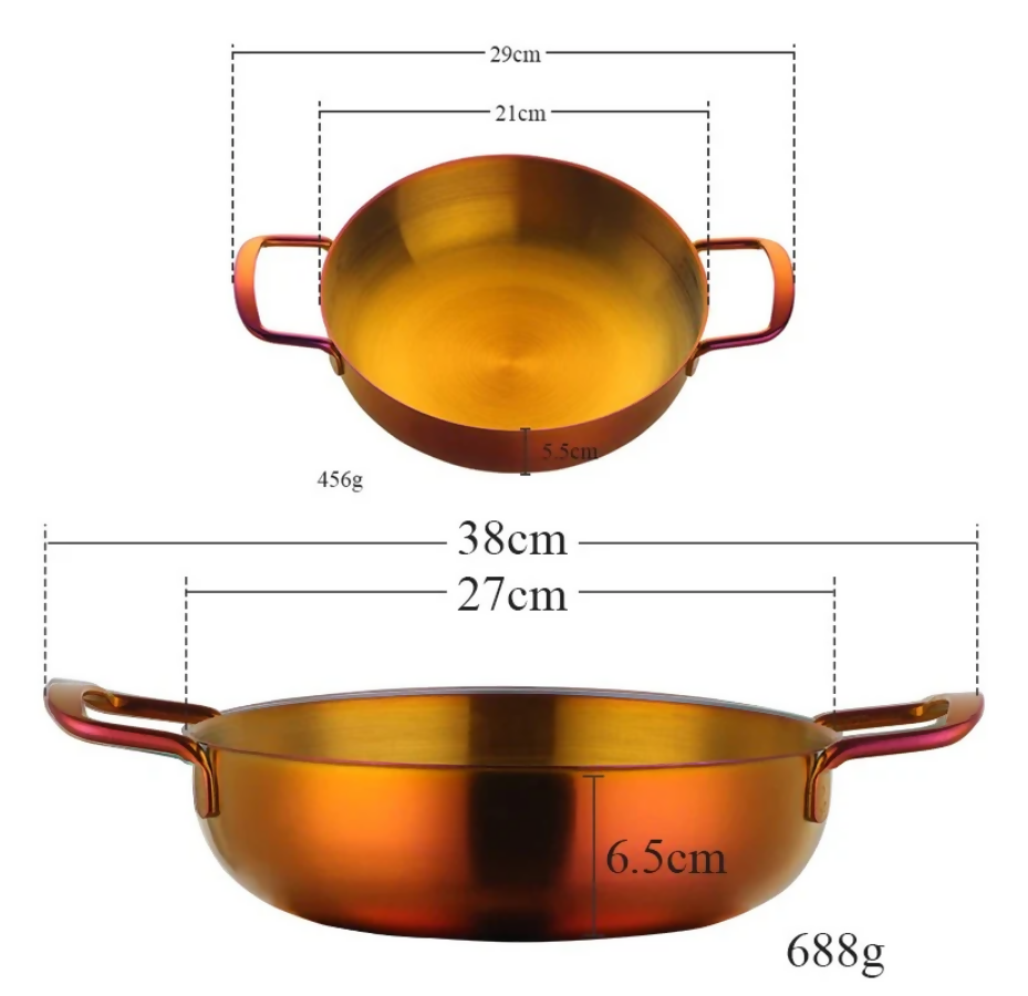 Anygleam Stock Pot 2pcs Rainbow no.3-S-L Stainless Steel HotPot Without Lid Single-Layer Cooking Soup Noodle Sea Food Home Kitchen Restaurant Tools