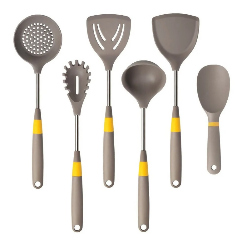 Anygleam Cooking Utensil 5 Set Khaki Heat Resistant Tools Spatula Kit 1 Rice Spatula Kitchen Accessories Kitchenware Paddle Scoop for Nonstick Cookware