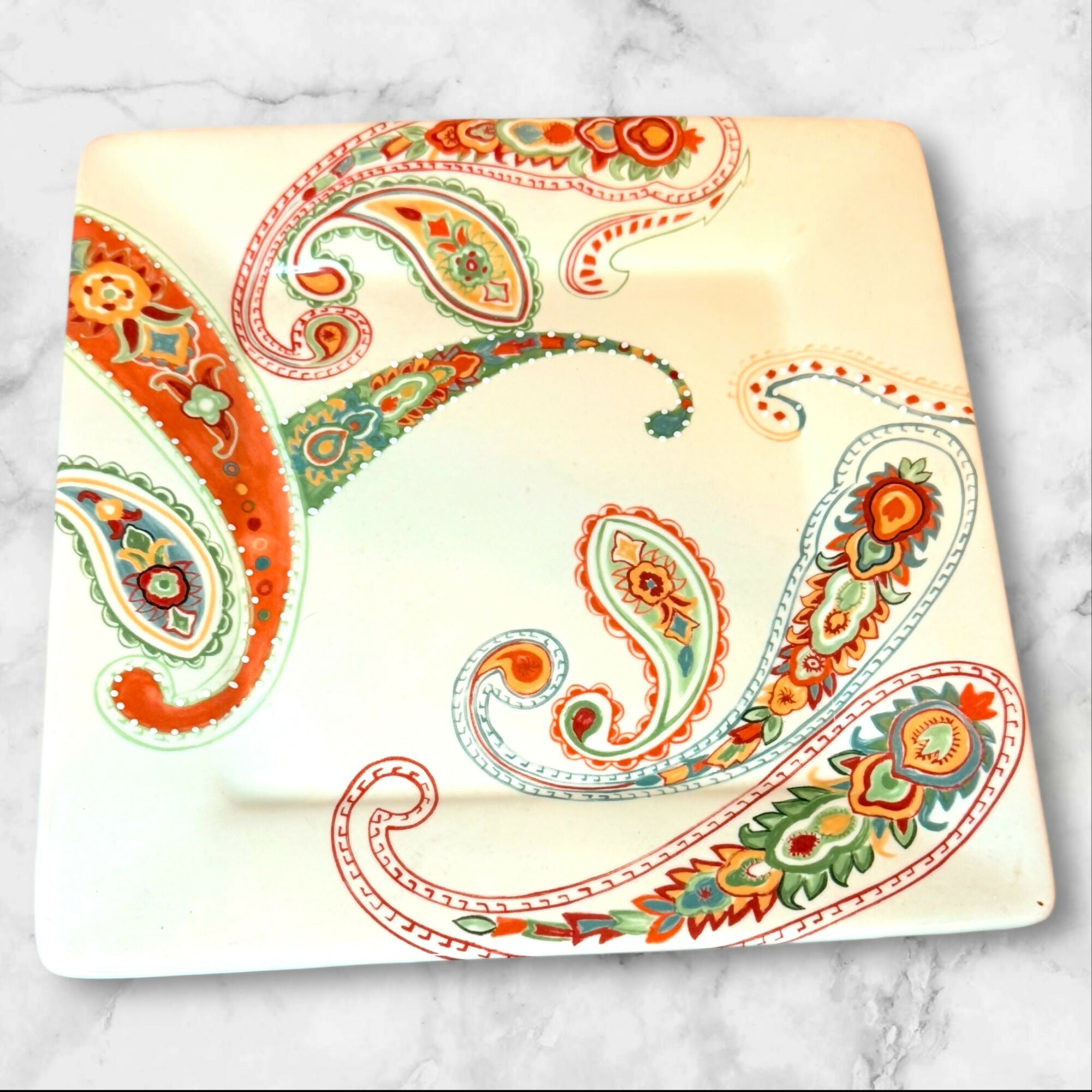 Tabletops Unlimited Misto Multi Paisley Dinner Plates | Set of 4 | Great Condition