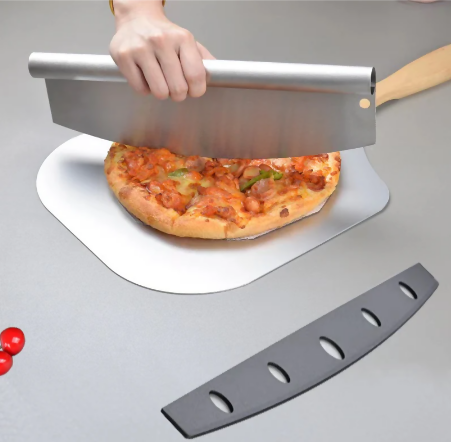 Anygleam 35.5x30.5cm Pizza Cutter and Shovel With Foldable Wooden Handle Bakeware Kitchen Tools Oxidation