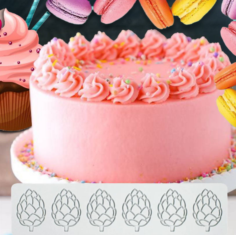 Anygleam Fondant Molder Grey Pine Cone Lace Pad Silicone Cake Baking Confectionery Tools