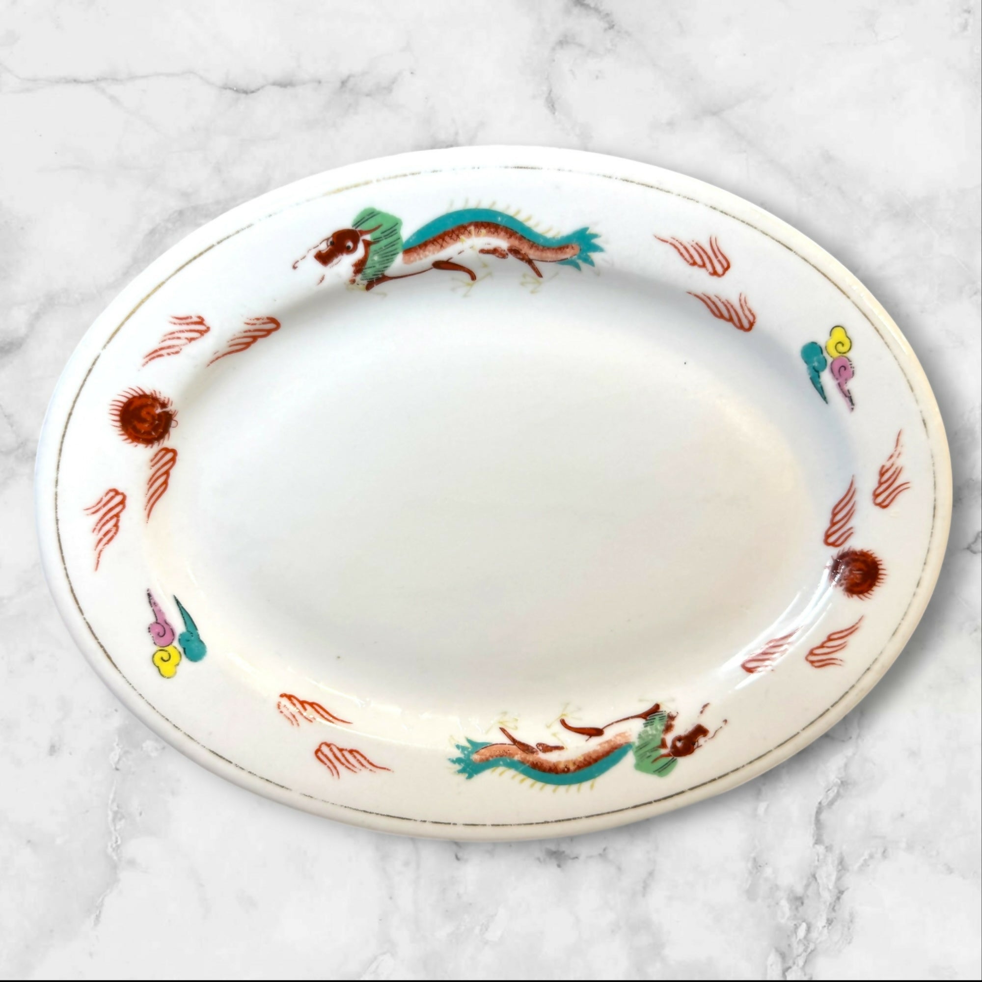 Cathay China Dragon Oval Serving Platters | Set of 4 | Vintage Condition