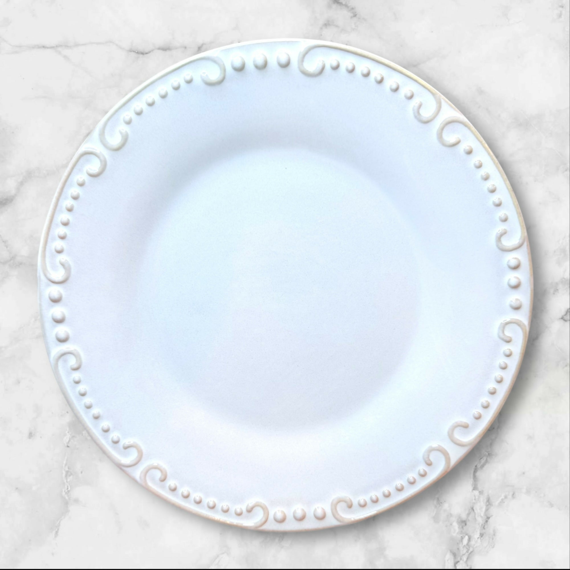Pier 1 Natalia Salad Plates | Set of 4 | White Embossed Dinnerware | Excellent