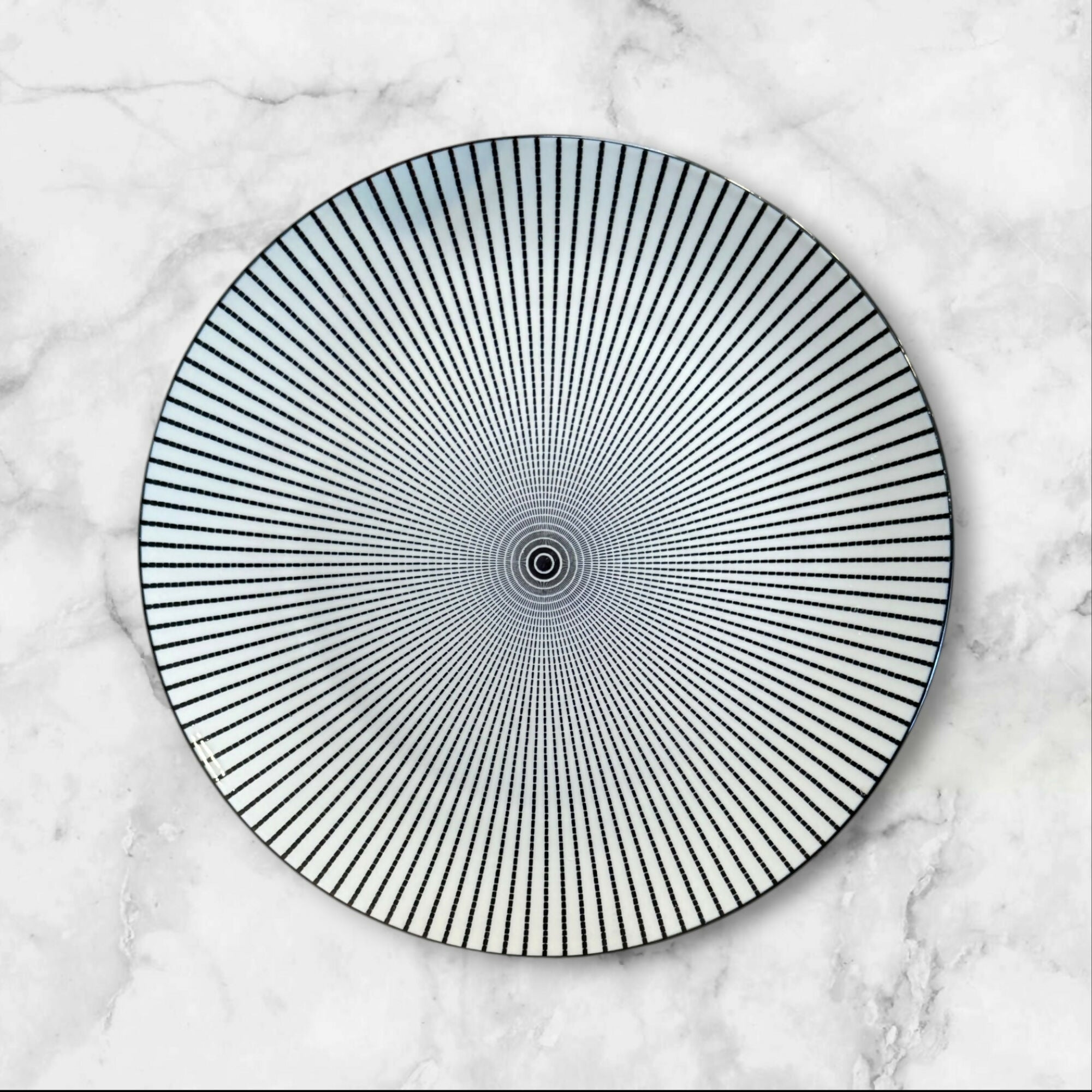 Royal Norfolk Black Radial Stripe Dinner & Salad Plates | Set of 8 | Excellent