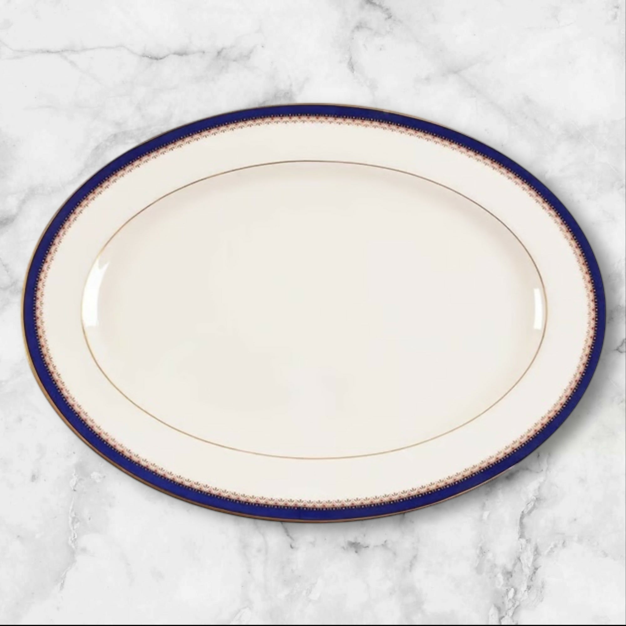 Lenox Jefferson Footed Tea Cups & Oval Serving Platter | Set of 5 | Excellent Condition