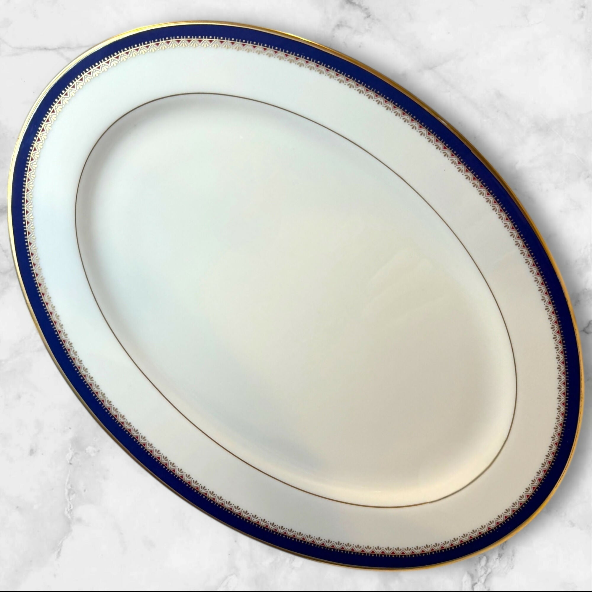 Lenox Jefferson Footed Tea Cups & Oval Serving Platter | Set of 5 | Excellent Condition