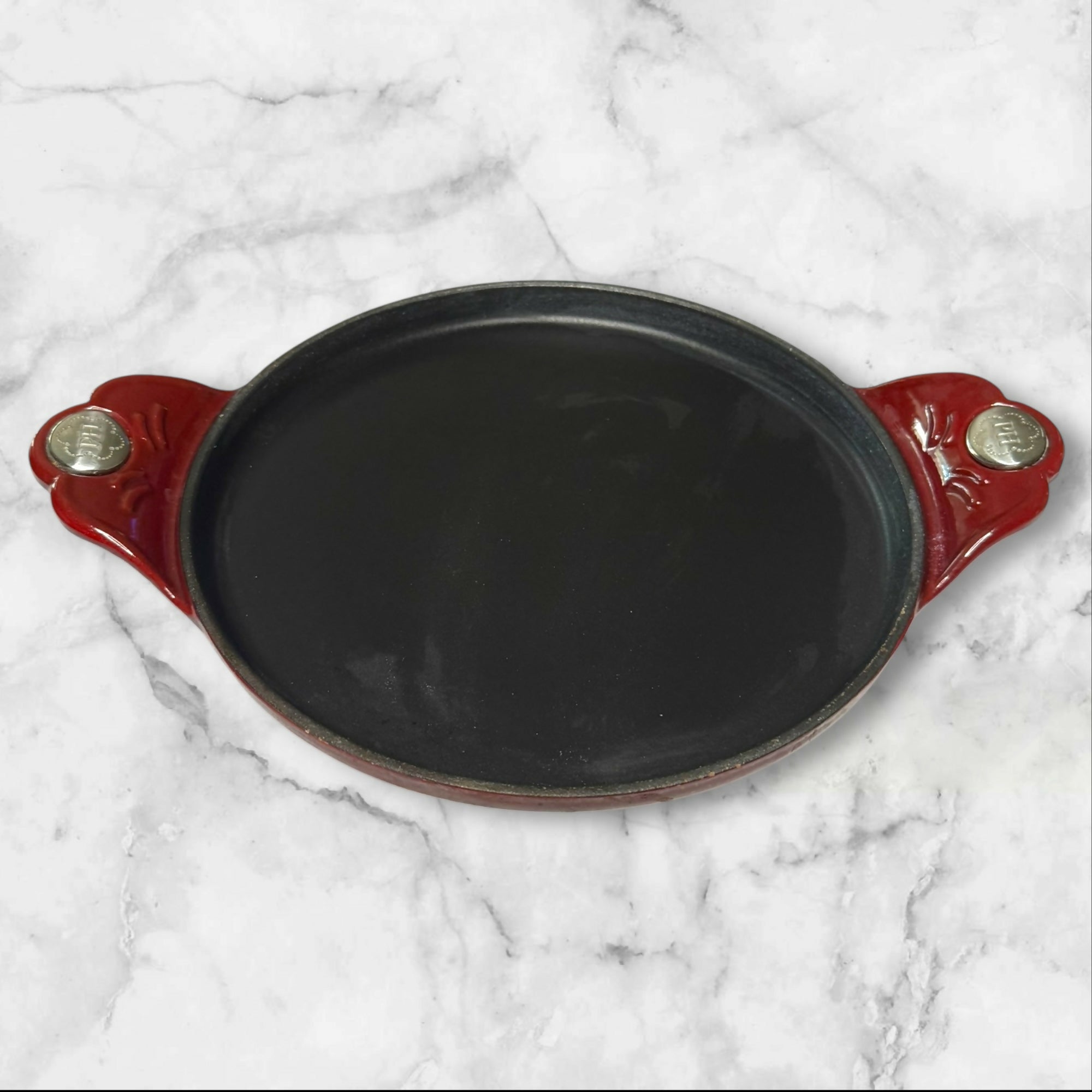 Princess House Mi Cocina Red Cast Iron Oval Griddle | 14” Handle | Great Condition