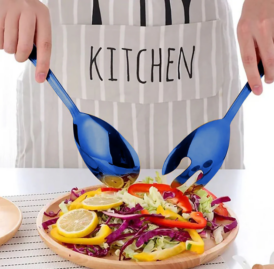 Anygleam Blue Giant Spoon & Fork Set – 2-Piece Stainless Steel