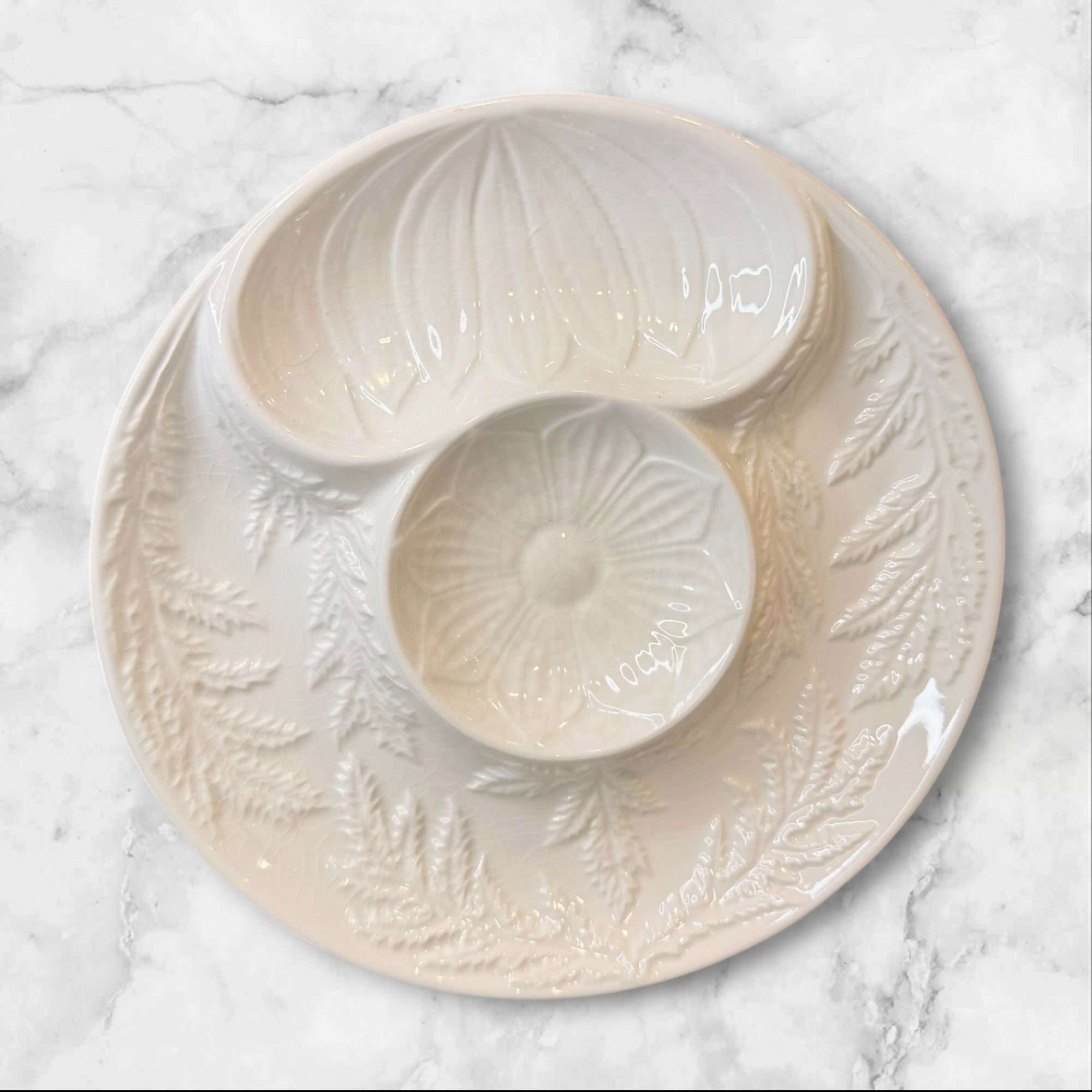 Artichoke Majolica Chip & Dip Serving Plates Set of 2 | Portugal | Vintage