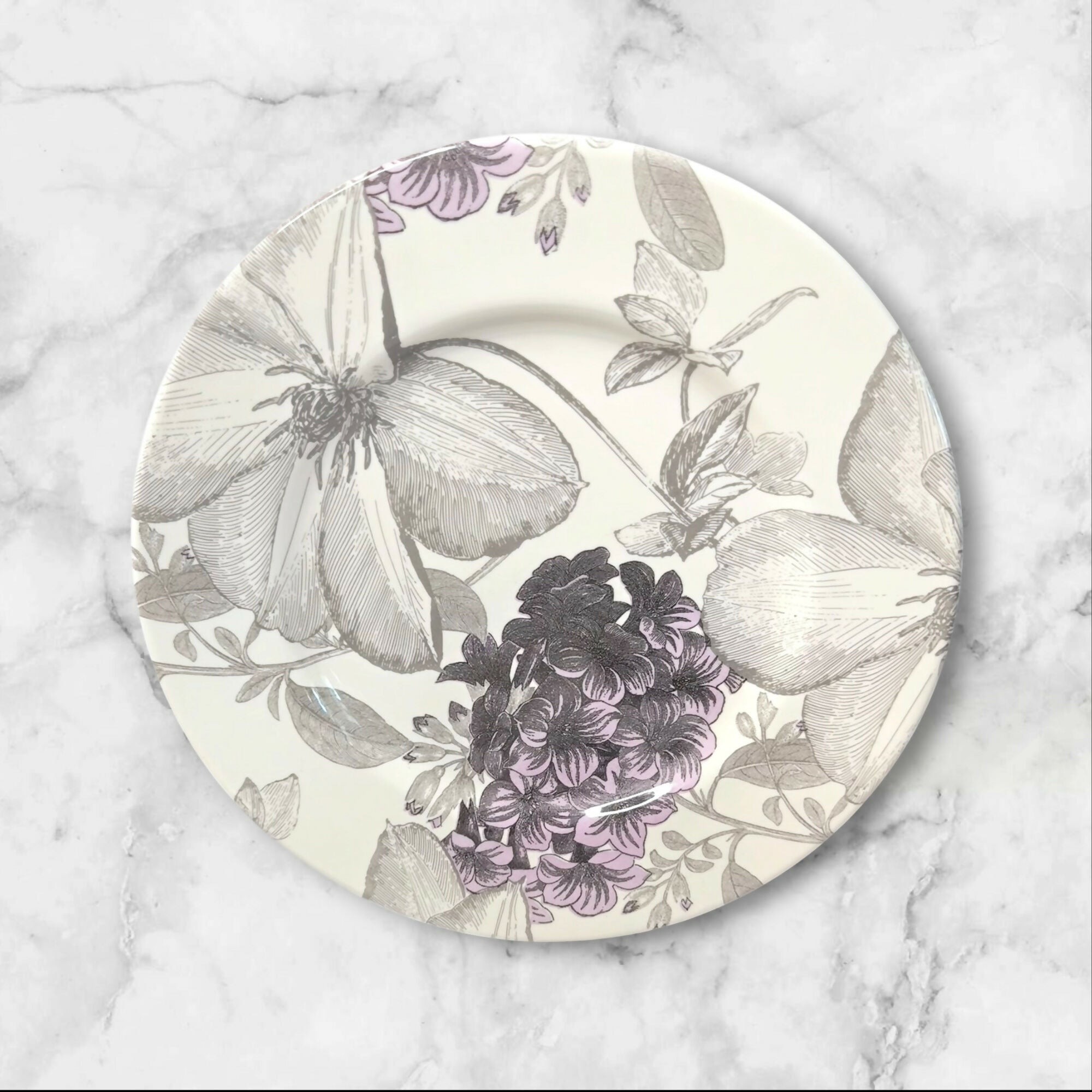 Andrew Tanner Clematis Purple Dinner Plates | Set of 6 | Good Used Condition
