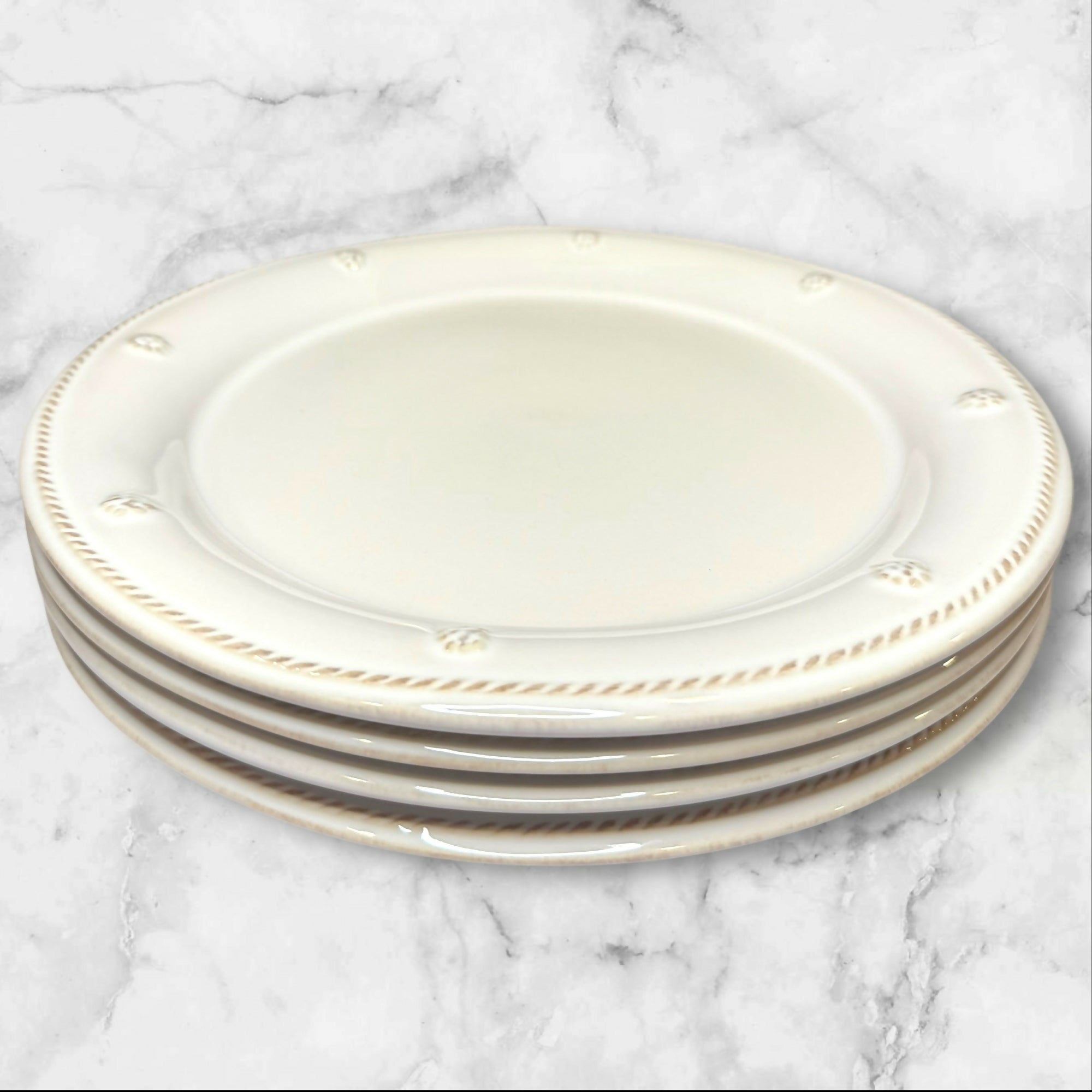 Juliska Berry & Thread Whitewash Dinner Plates | Set of 4 | Excellent Condition