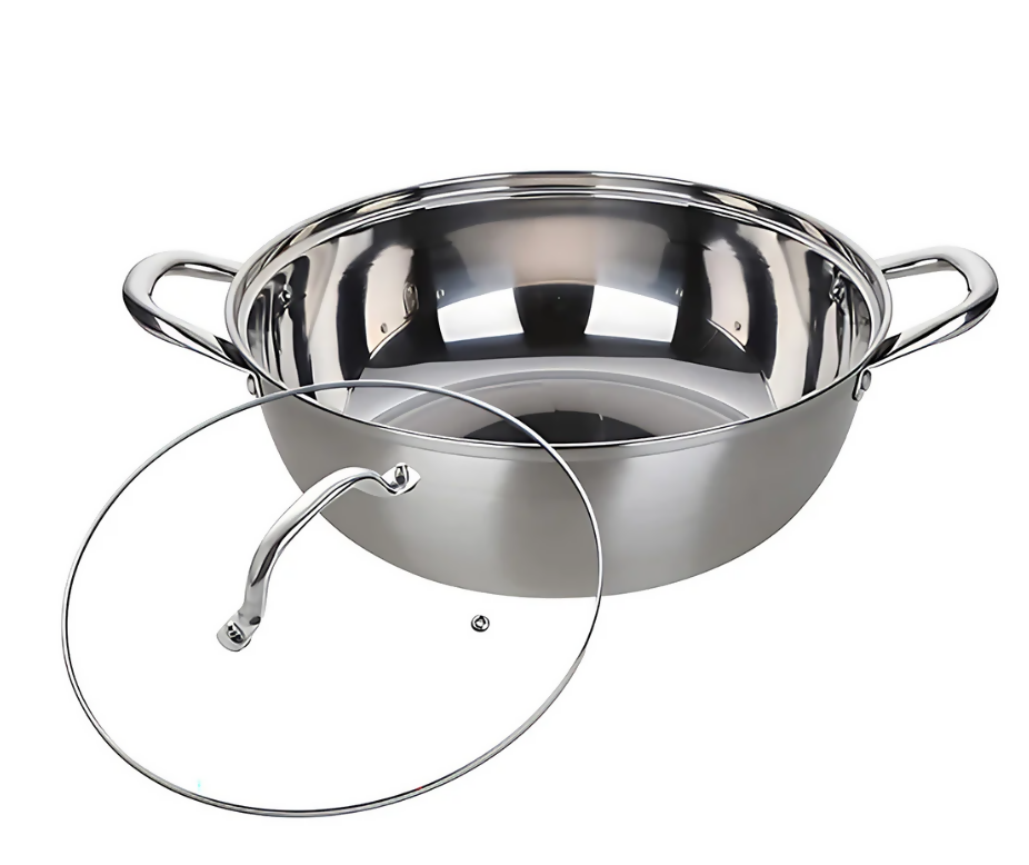 ANYGLEAM Stock Pot Silver Stainless Steel Home Restaurant Cooking Tool Single-Layer Compatible Soup Kitchen Utensils