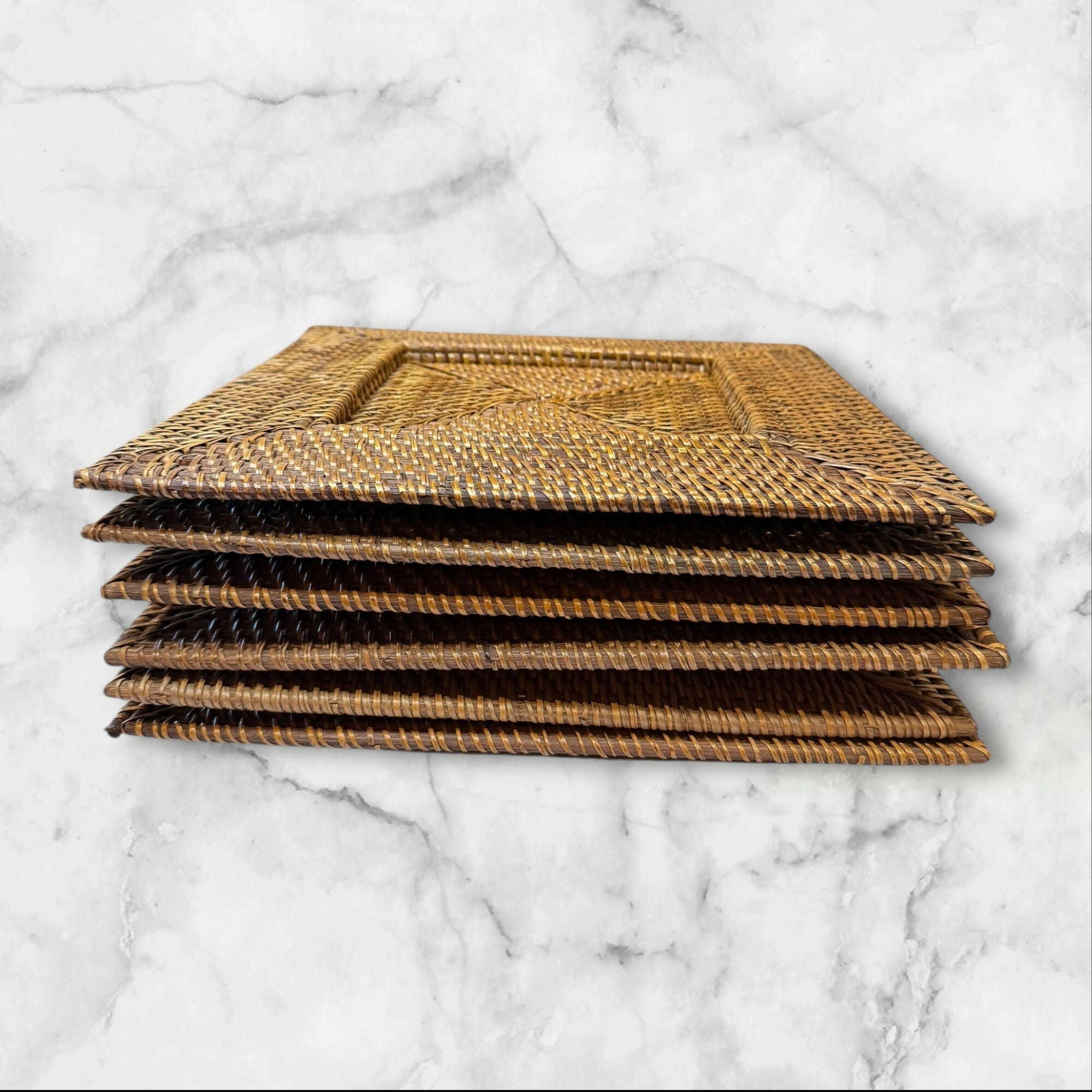 Natural Woven Rattan Charger Plates | Set of 6 | Good Condition