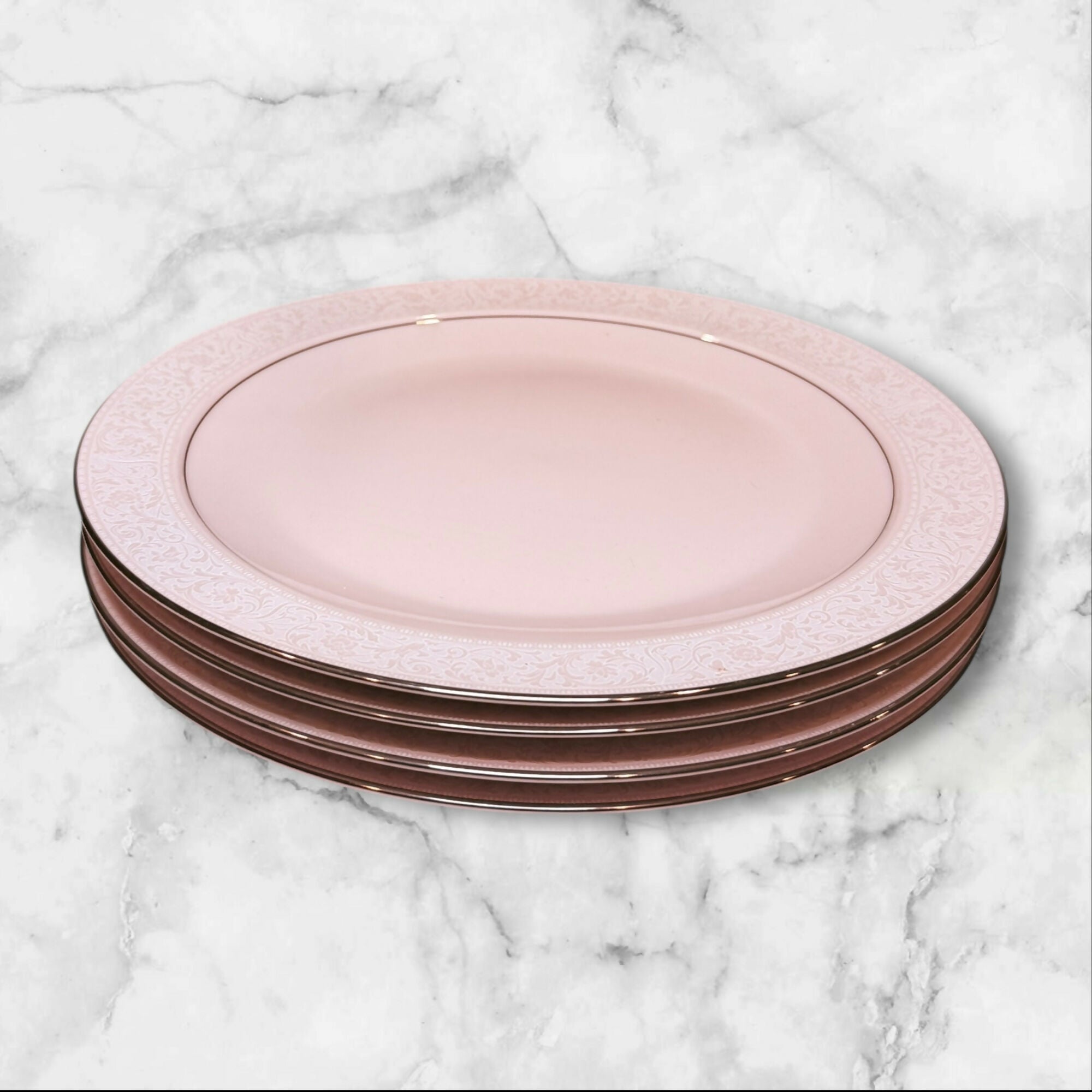 Noritake Always Pink Platinum Rim Salad Plates | Set of 4 | Excellent Condition