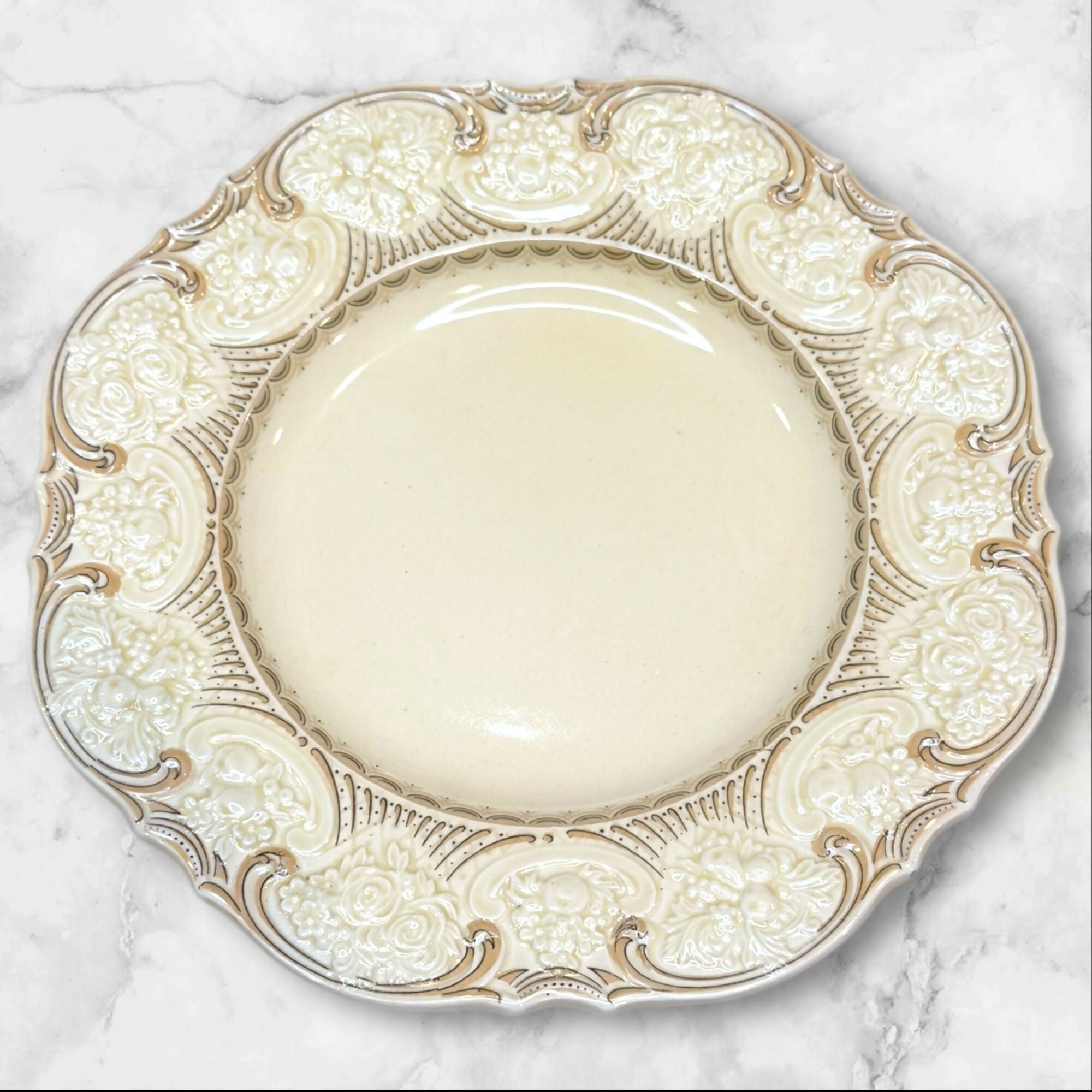 Crown Ducal Berkeley Embossed Cream Salad Plates | Set of 5 | Excellent Condition