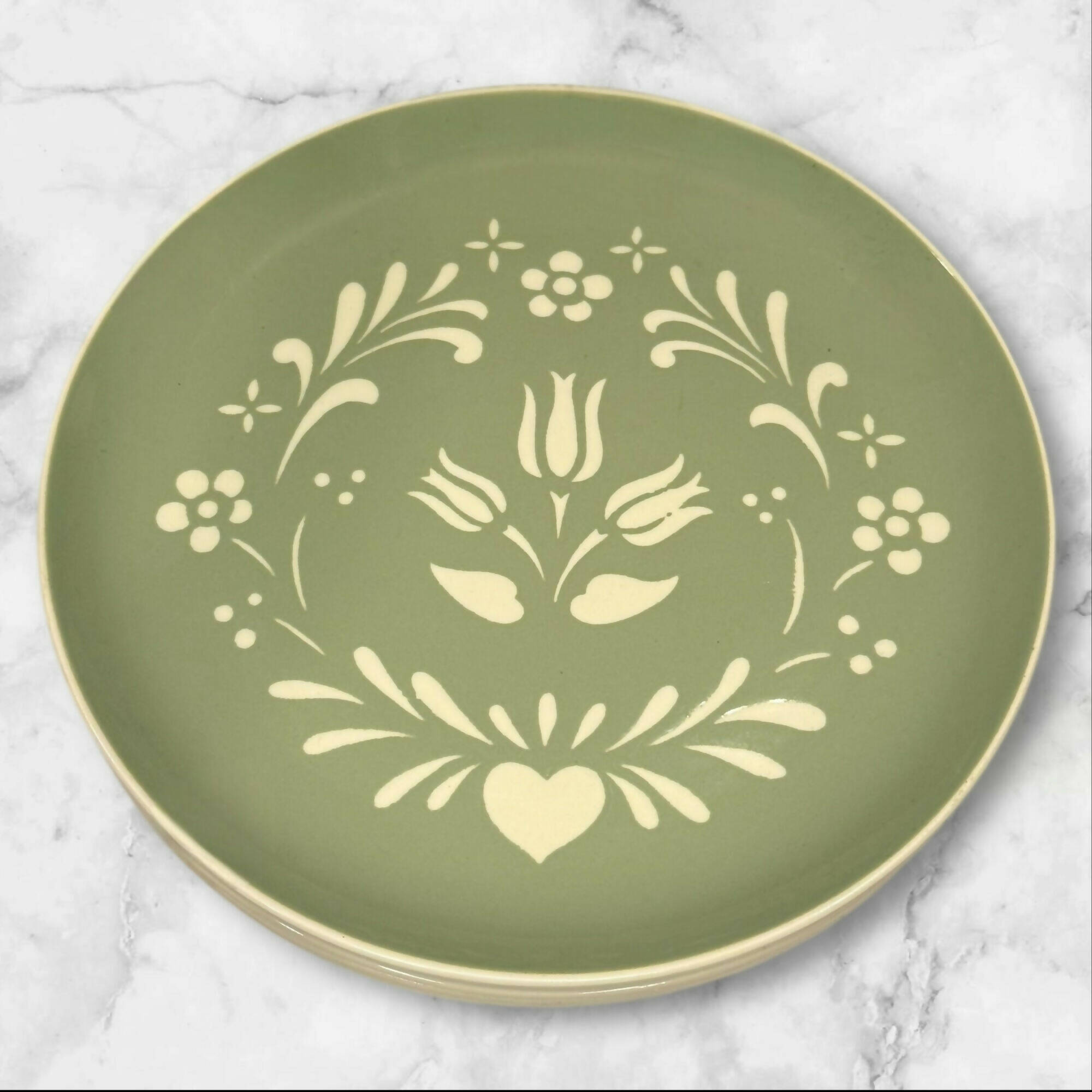 Harker Provincial Tulip Green Dinner Plates | Set of 5 | Great Condition