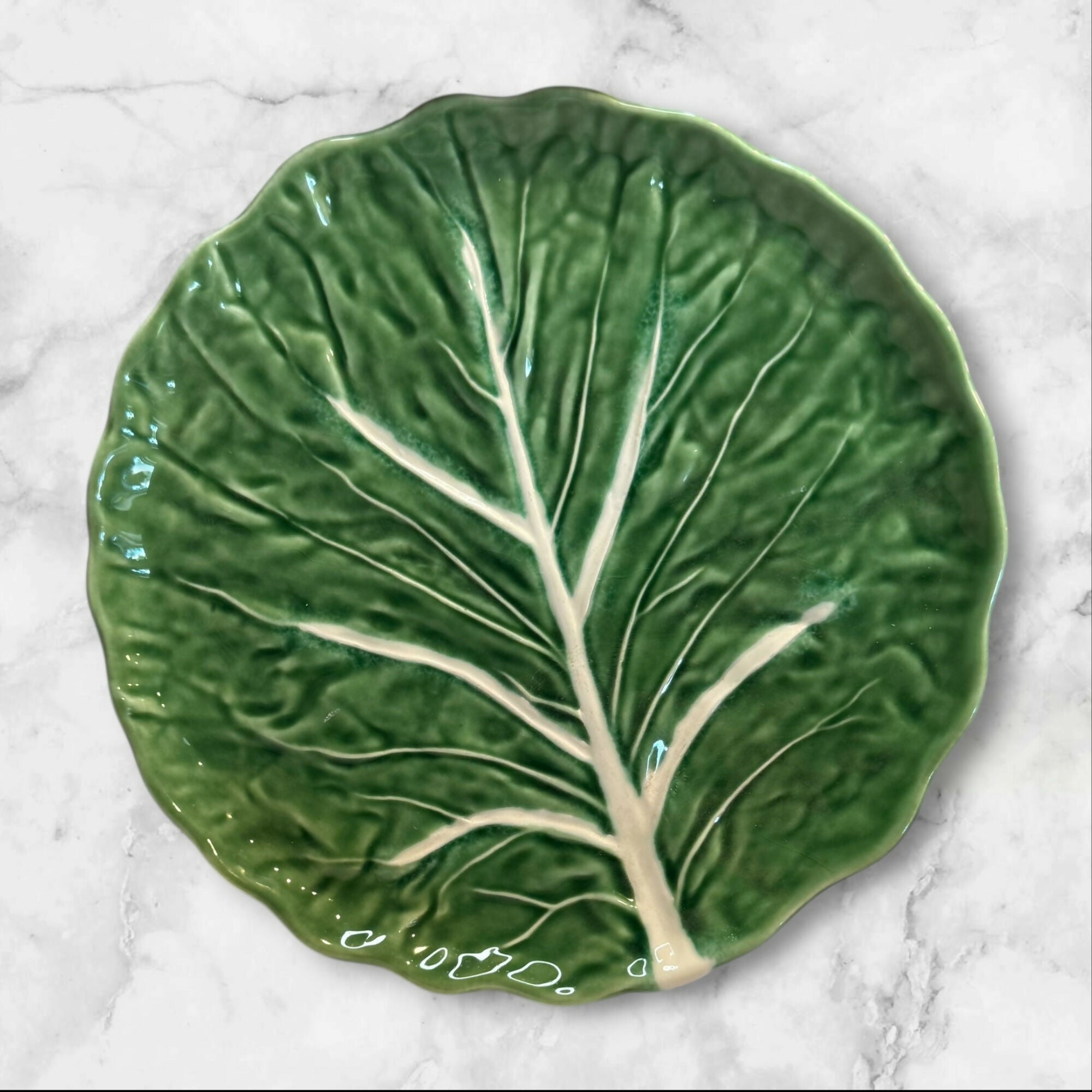 Olfaire Cabbage Leaf Green Dinner Plates Portugal | Set of 2 | Excellent