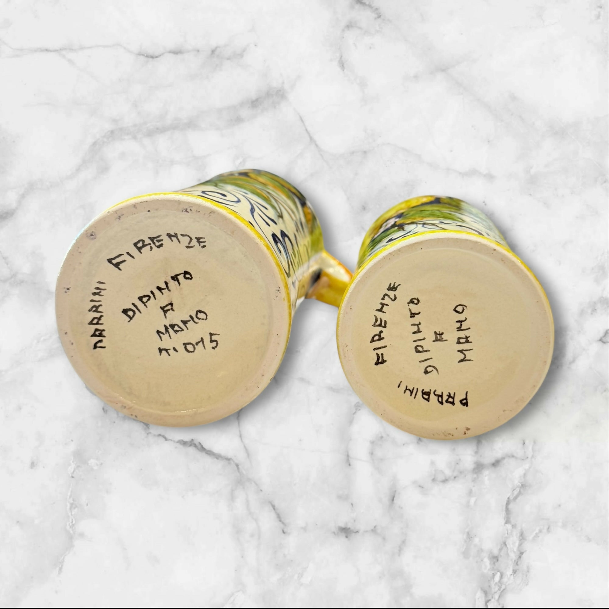Firenze Italian Majolica Oil & Vinegar Dispensers | Set of 2 | Excellent
