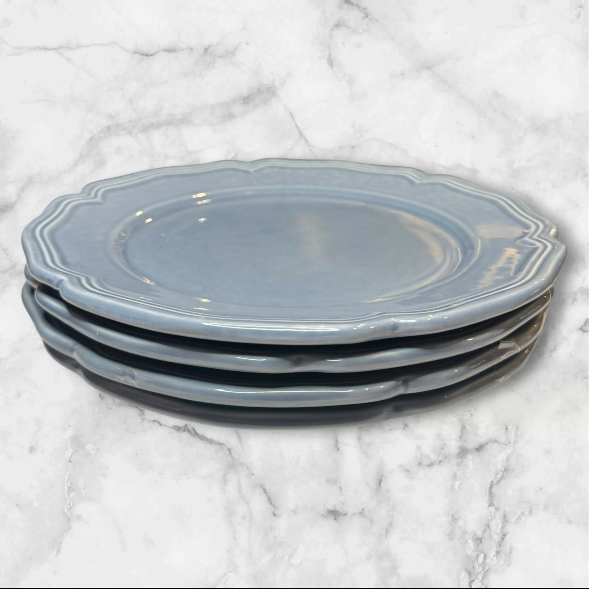 Williams Sonoma Baroque Light Blue Dinner Plates | Set of 4 | Good Condition