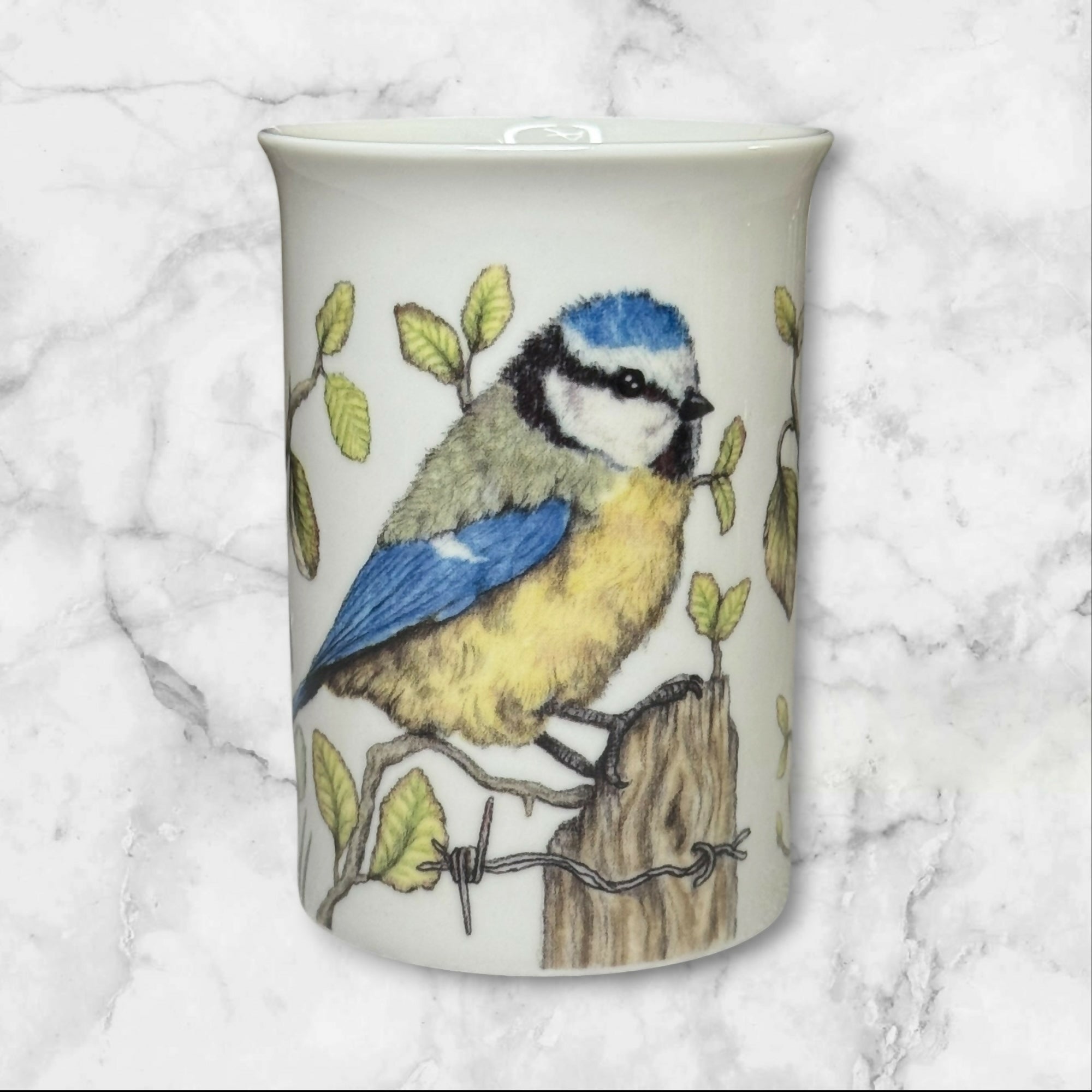Kent Pottery Blue Tit Bird Mugs Set of 2 | English Countryside | Excellent Condition