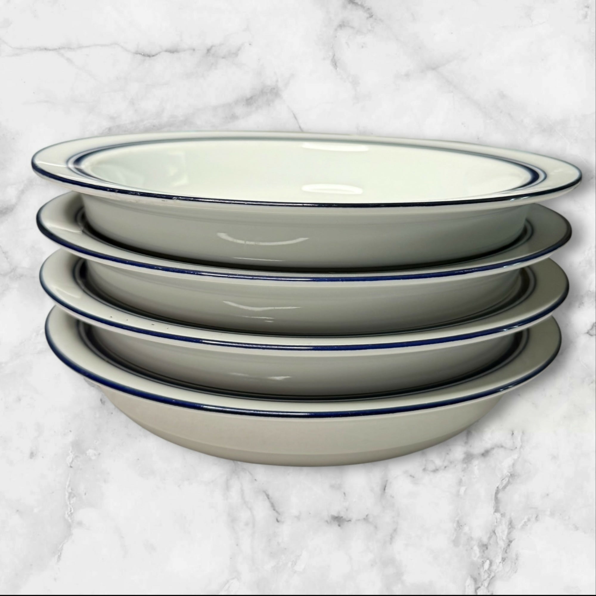 Dansk Christianshavn Blue Rim Soup Bowls Set of 4 | Great Condition