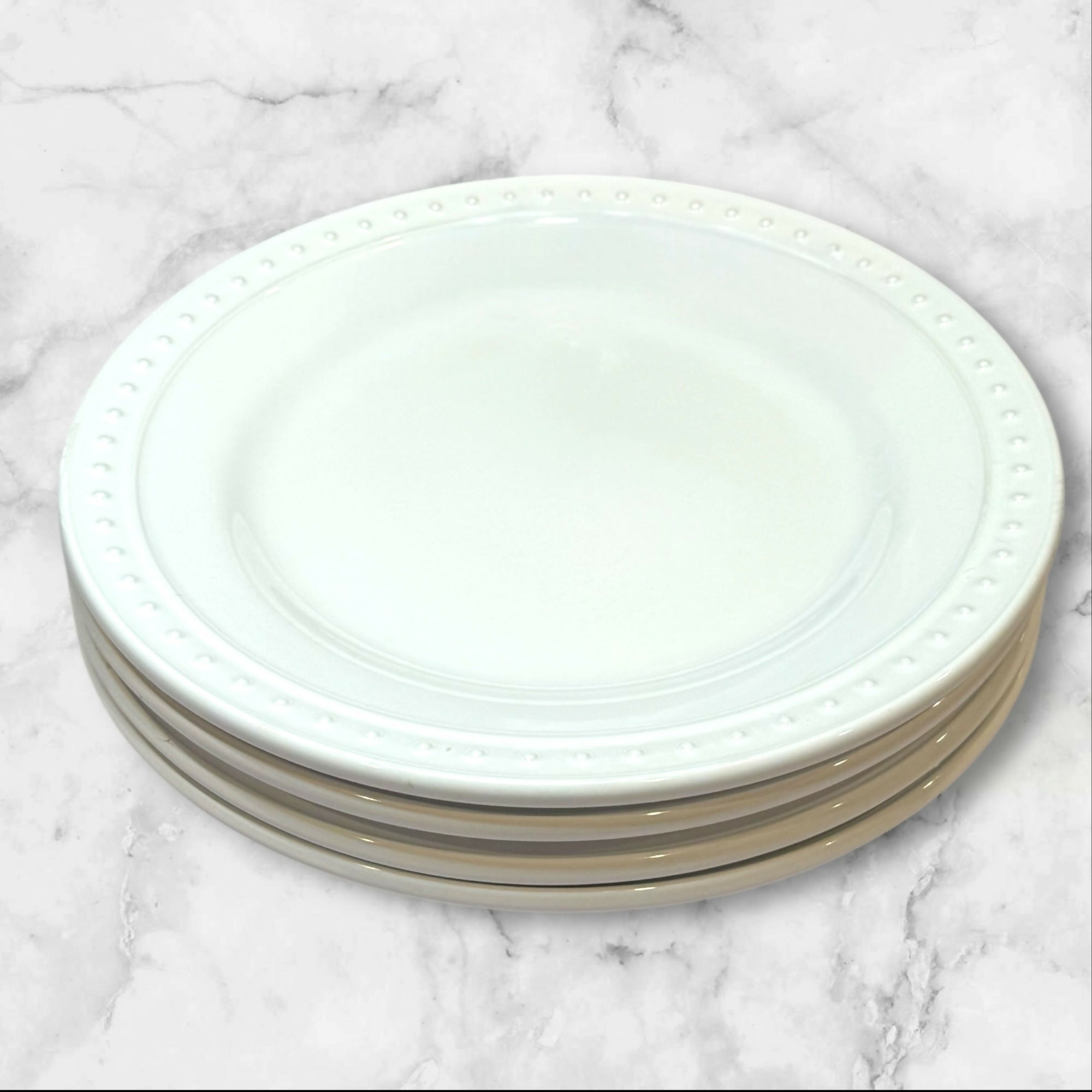 World Market Nantucket White Salad Dessert Plates | Set of 4 | Great Condition
